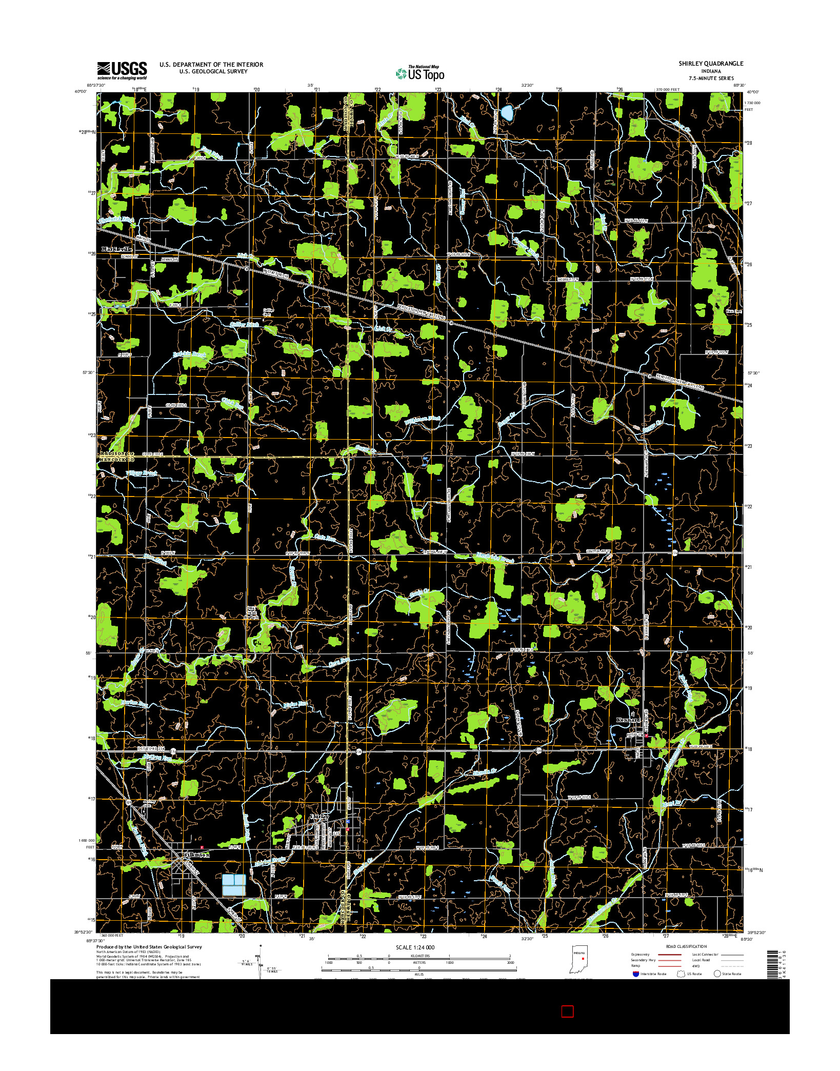 USGS US TOPO 7.5-MINUTE MAP FOR SHIRLEY, IN 2016