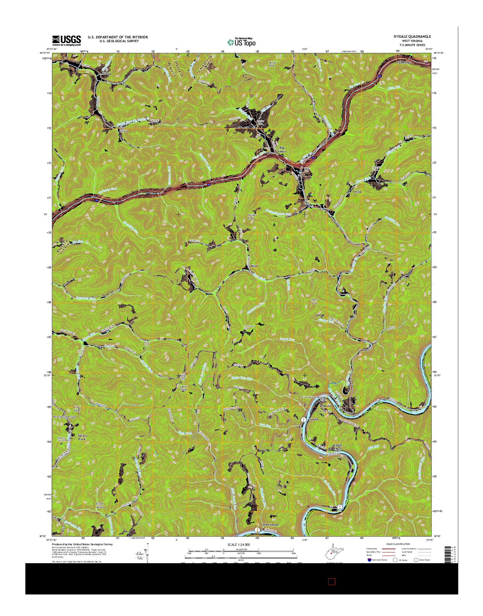 USGS US TOPO 7.5-MINUTE MAP FOR IVYDALE, WV 2016