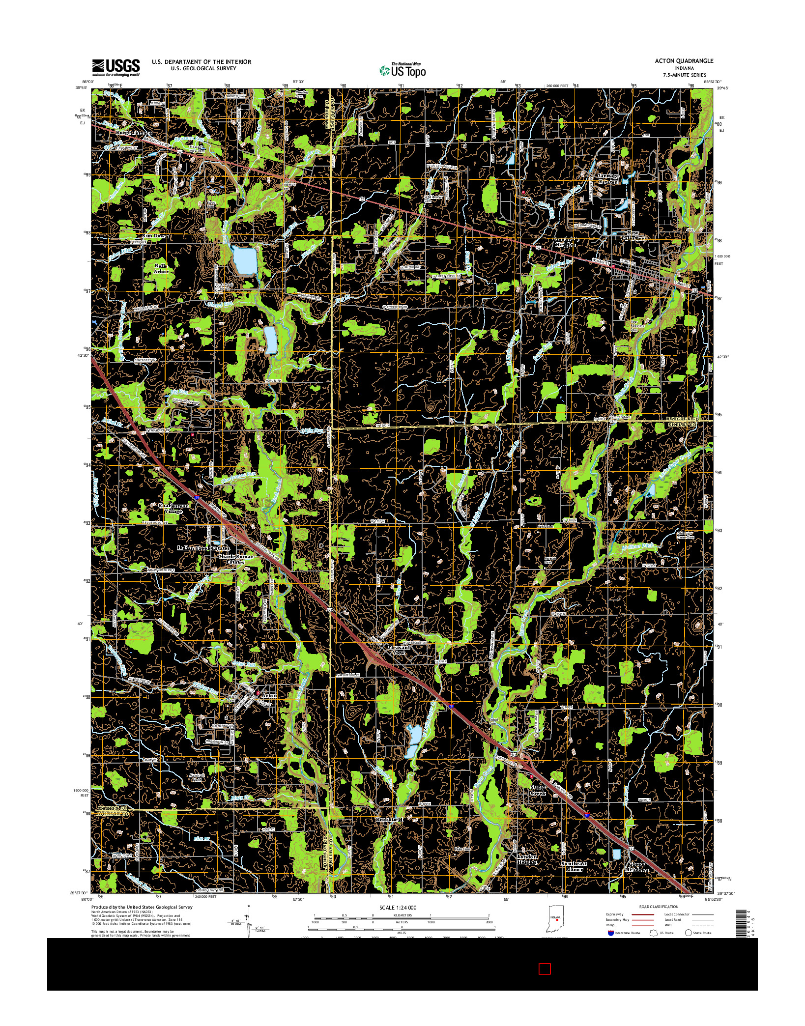 USGS US TOPO 7.5-MINUTE MAP FOR ACTON, IN 2016