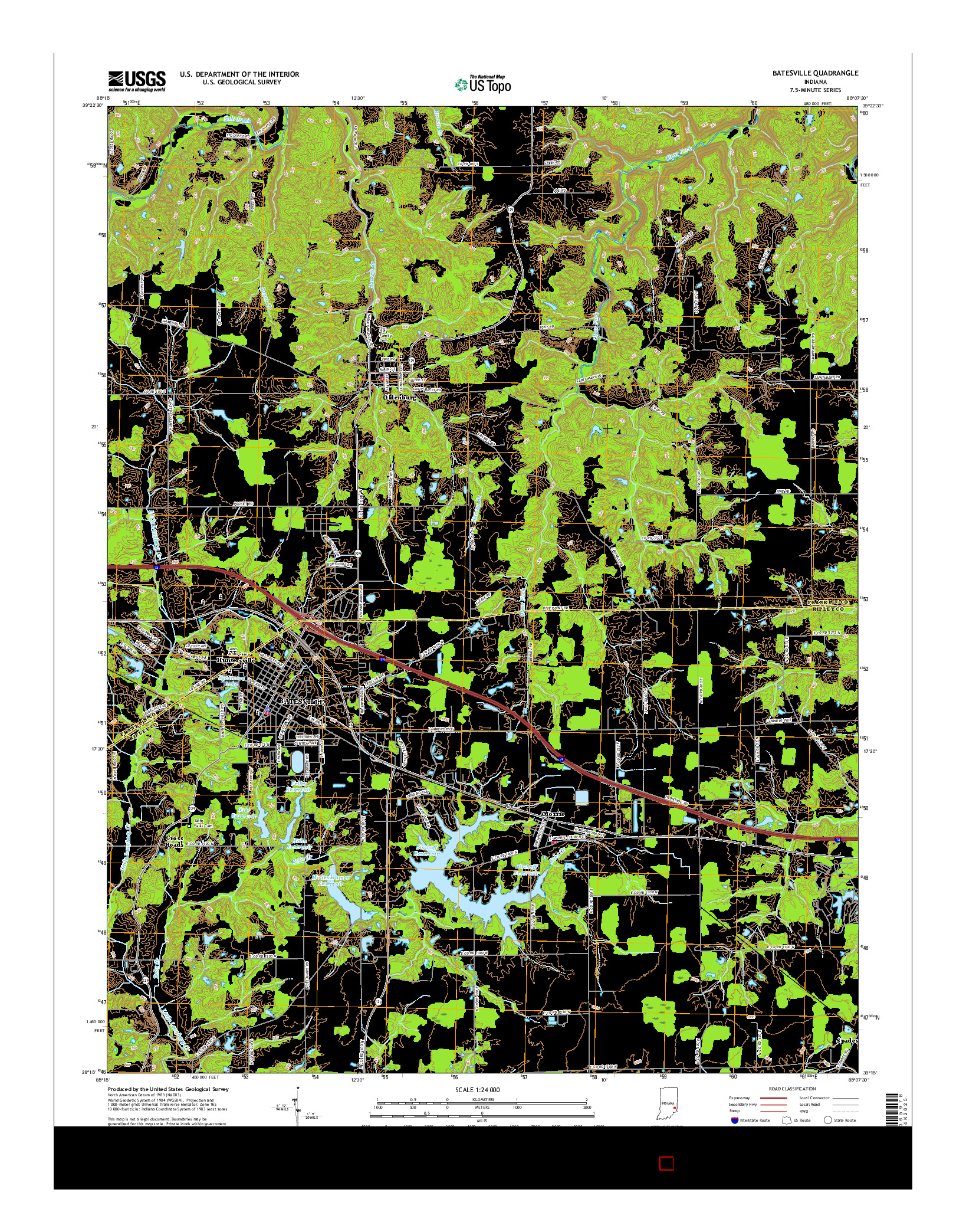 USGS US TOPO 7.5-MINUTE MAP FOR BATESVILLE, IN 2016