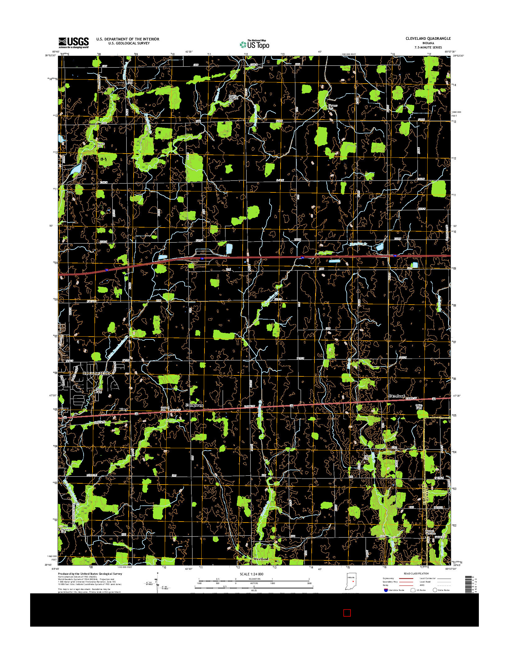 USGS US TOPO 7.5-MINUTE MAP FOR CLEVELAND, IN 2016