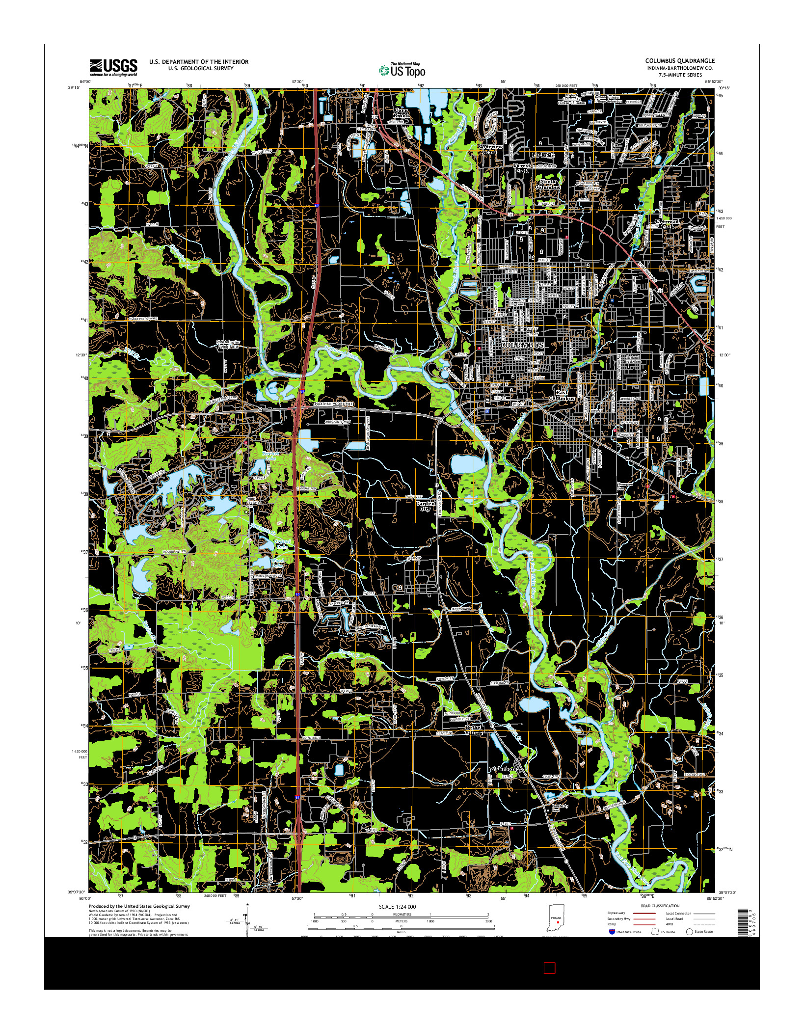 USGS US TOPO 7.5-MINUTE MAP FOR COLUMBUS, IN 2016