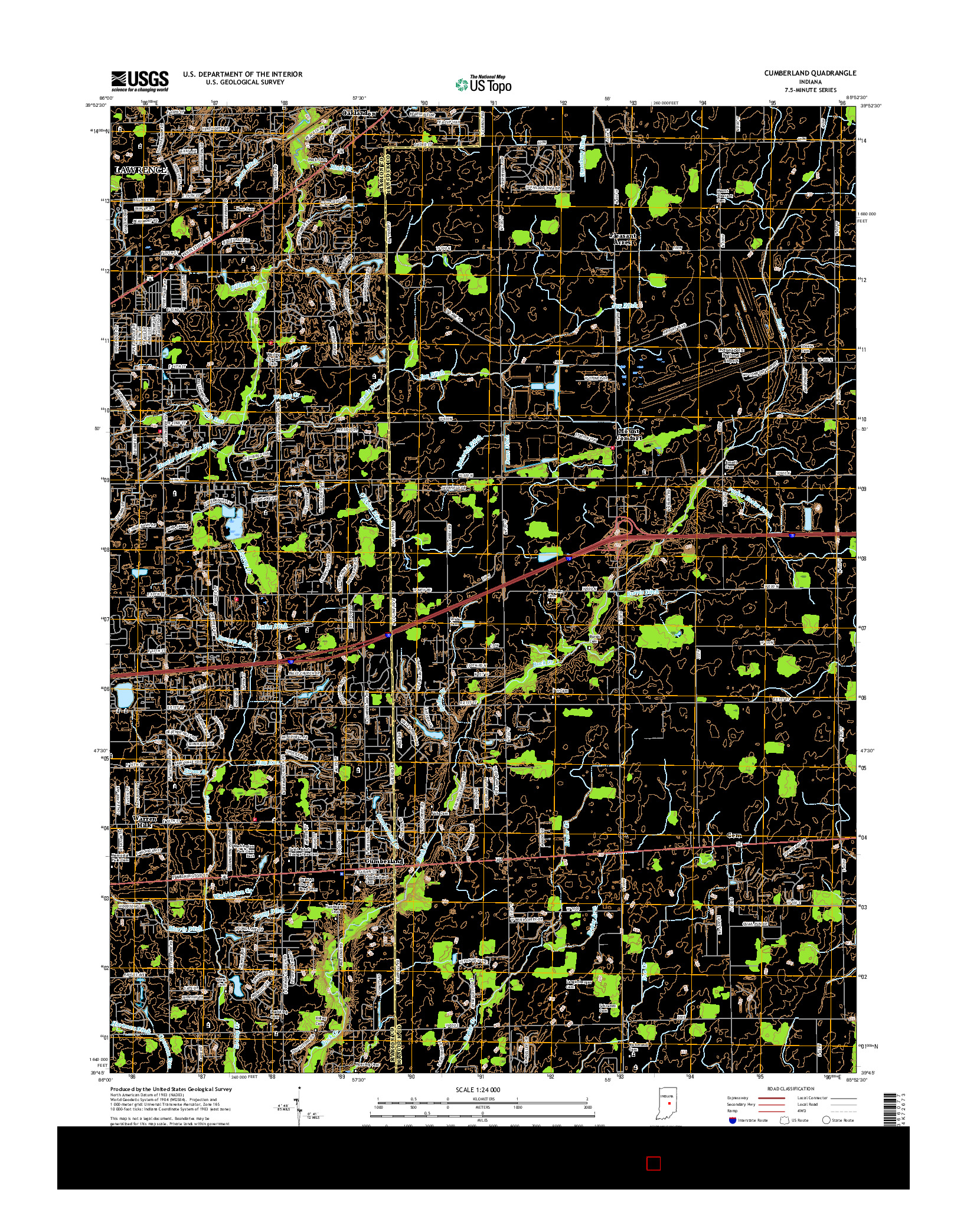 USGS US TOPO 7.5-MINUTE MAP FOR CUMBERLAND, IN 2016