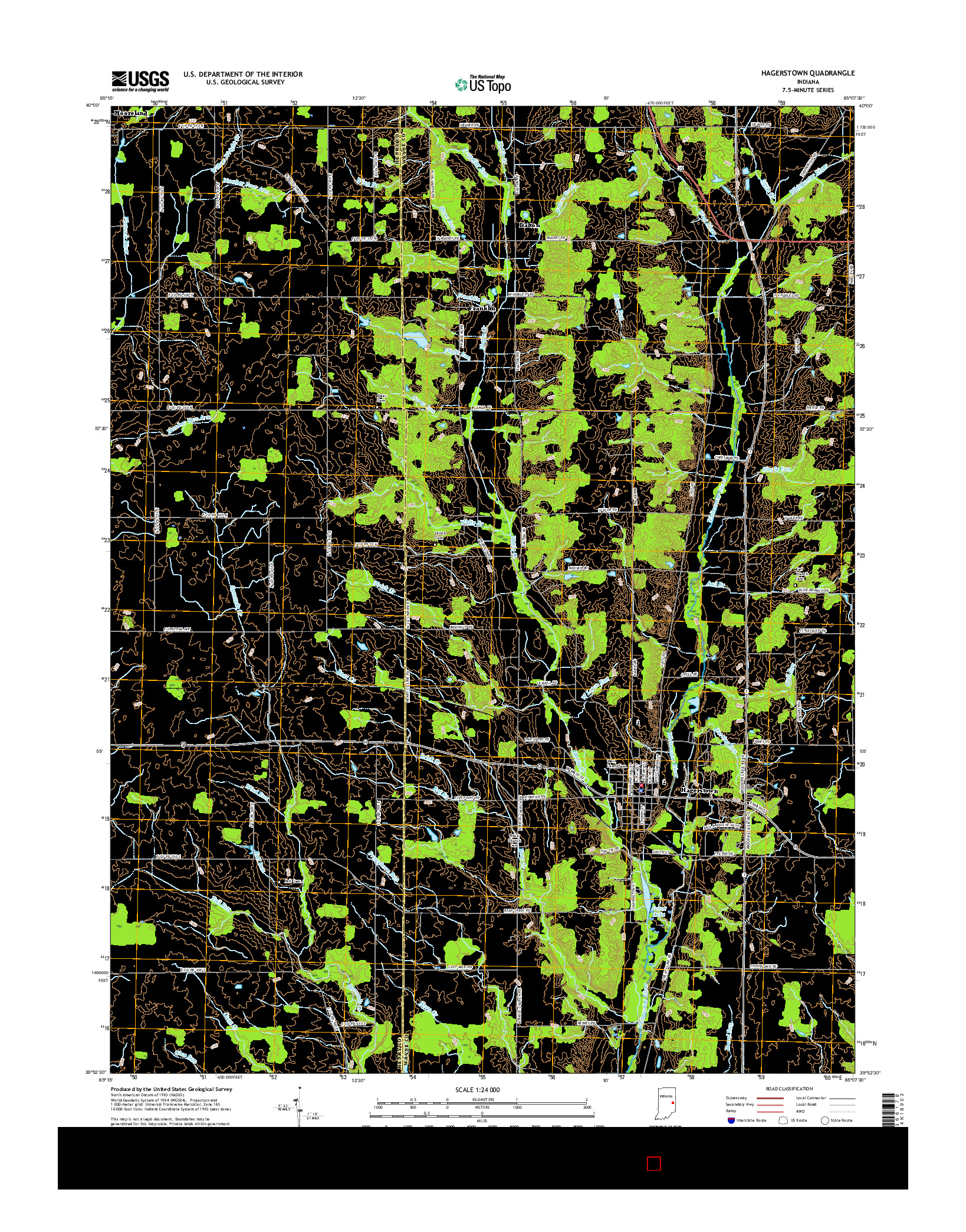 USGS US TOPO 7.5-MINUTE MAP FOR HAGERSTOWN, IN 2016