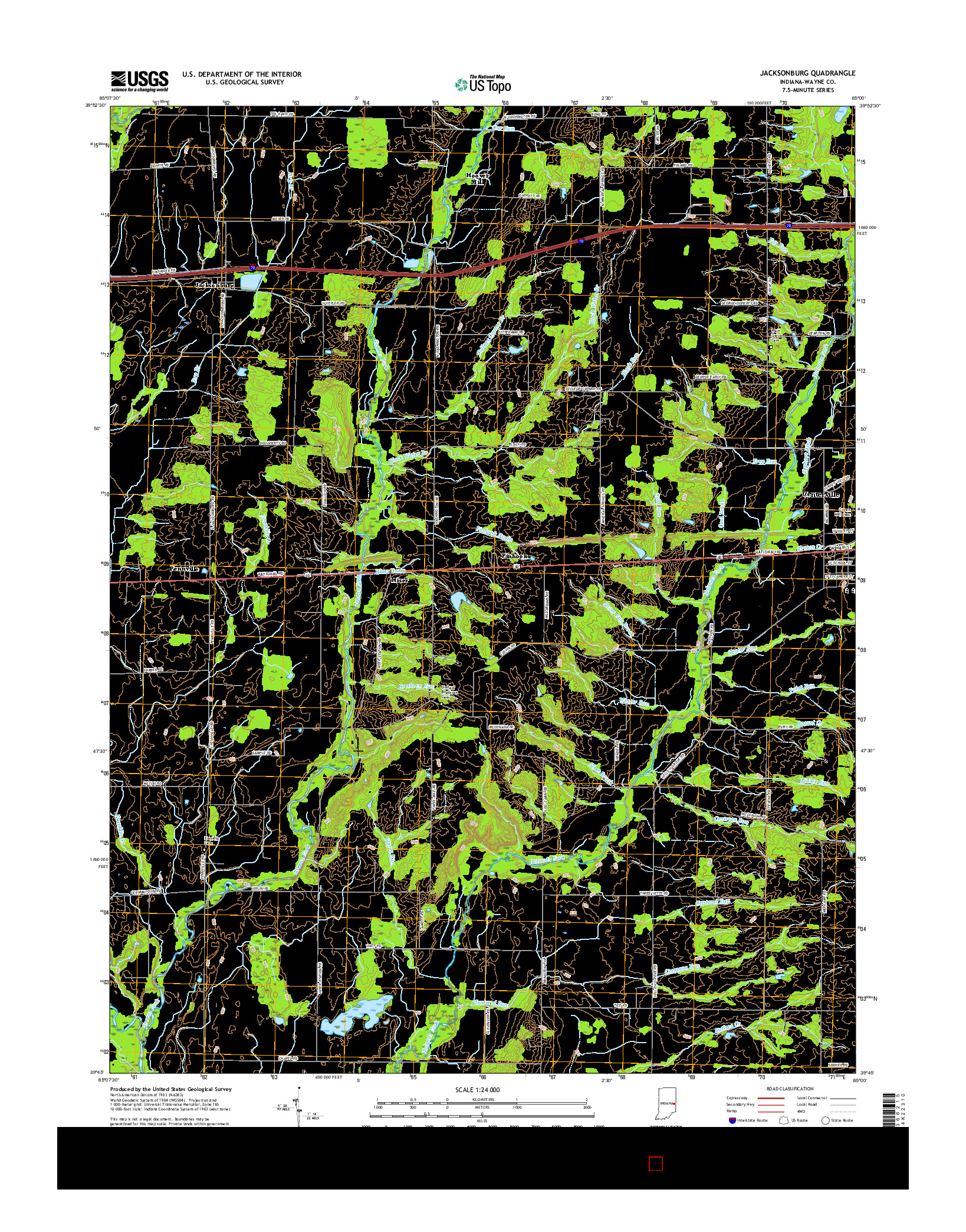 USGS US TOPO 7.5-MINUTE MAP FOR JACKSONBURG, IN 2016