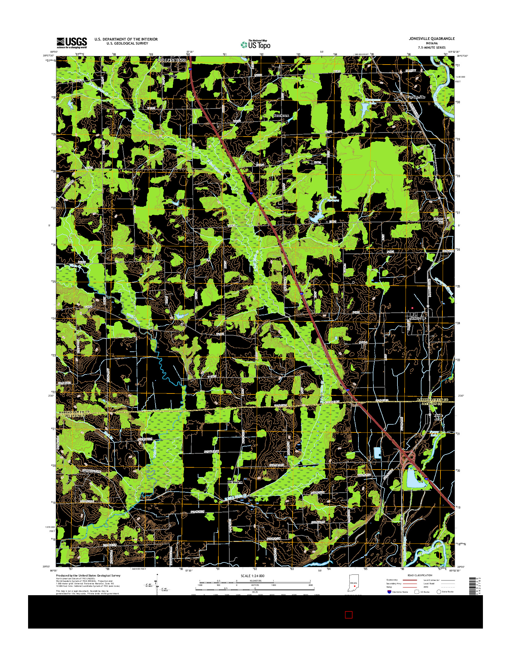 USGS US TOPO 7.5-MINUTE MAP FOR JONESVILLE, IN 2016