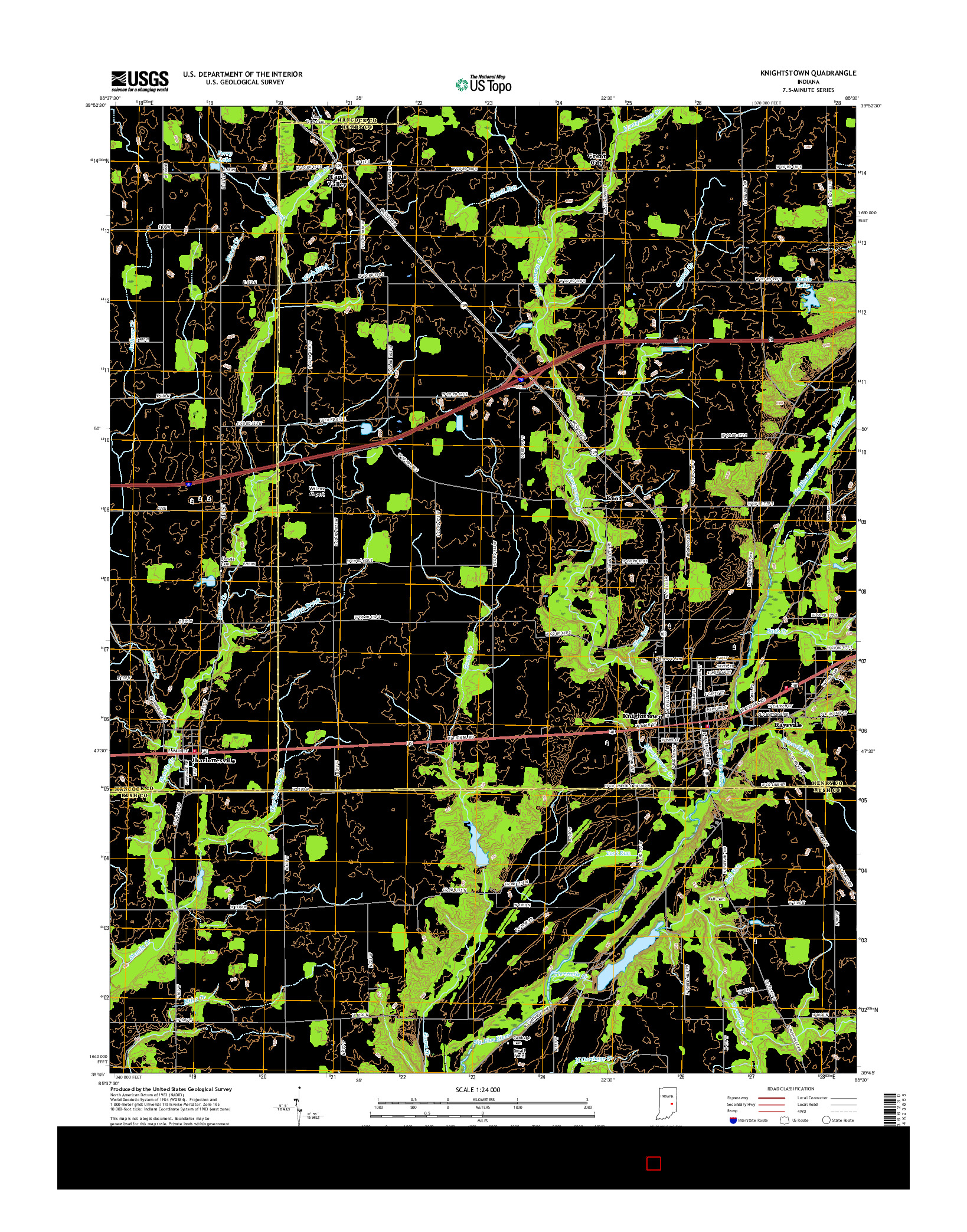 USGS US TOPO 7.5-MINUTE MAP FOR KNIGHTSTOWN, IN 2016
