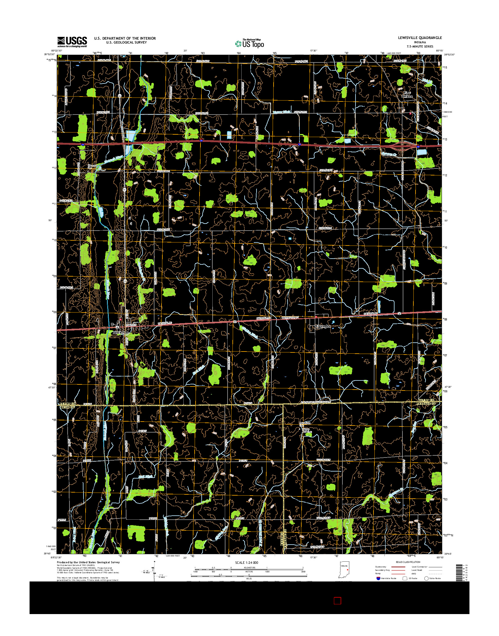 USGS US TOPO 7.5-MINUTE MAP FOR LEWISVILLE, IN 2016