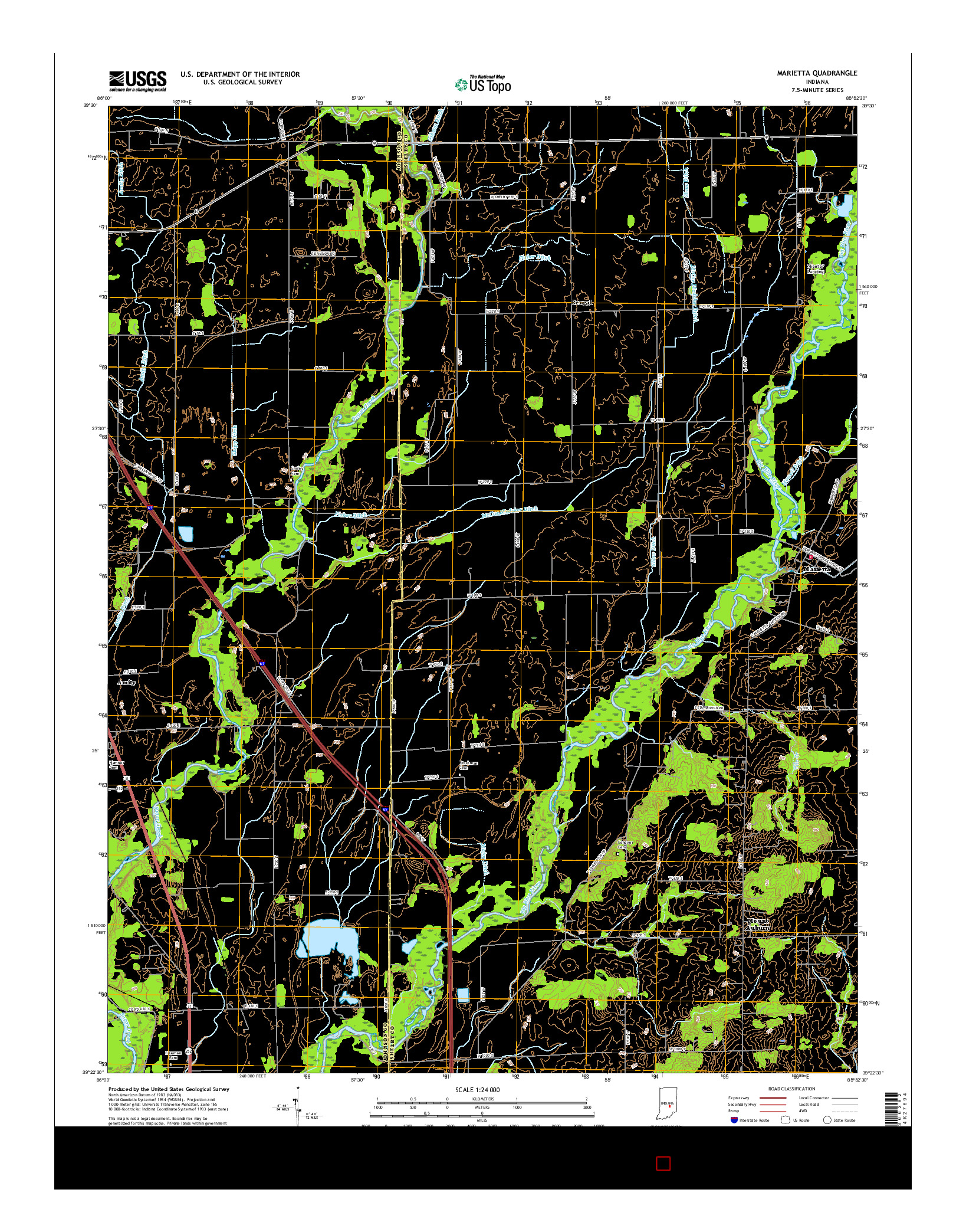 USGS US TOPO 7.5-MINUTE MAP FOR MARIETTA, IN 2016