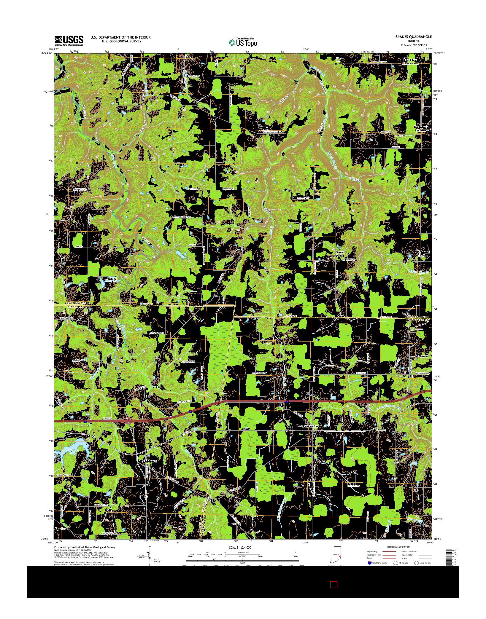 USGS US TOPO 7.5-MINUTE MAP FOR SPADES, IN 2016