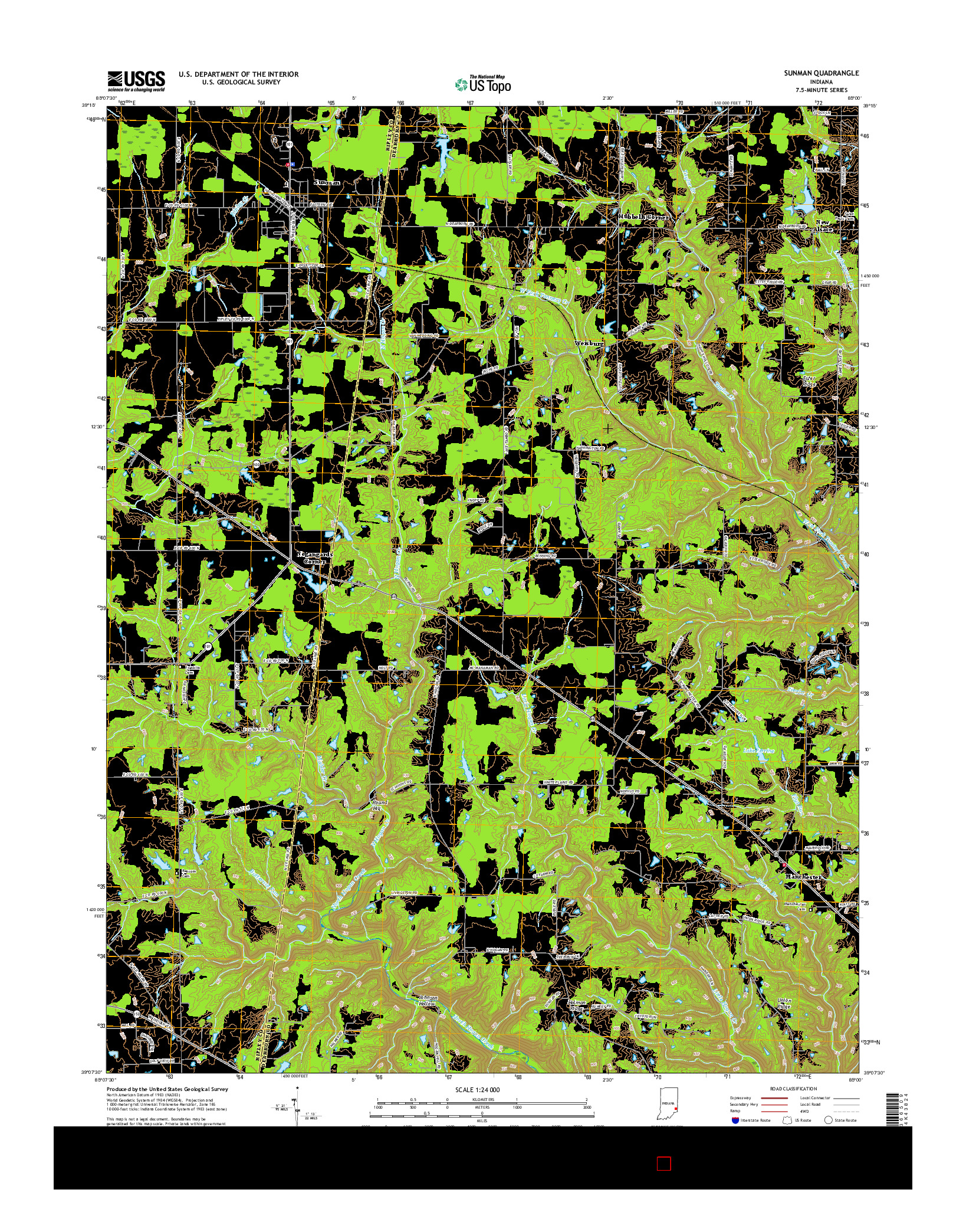 USGS US TOPO 7.5-MINUTE MAP FOR SUNMAN, IN 2016