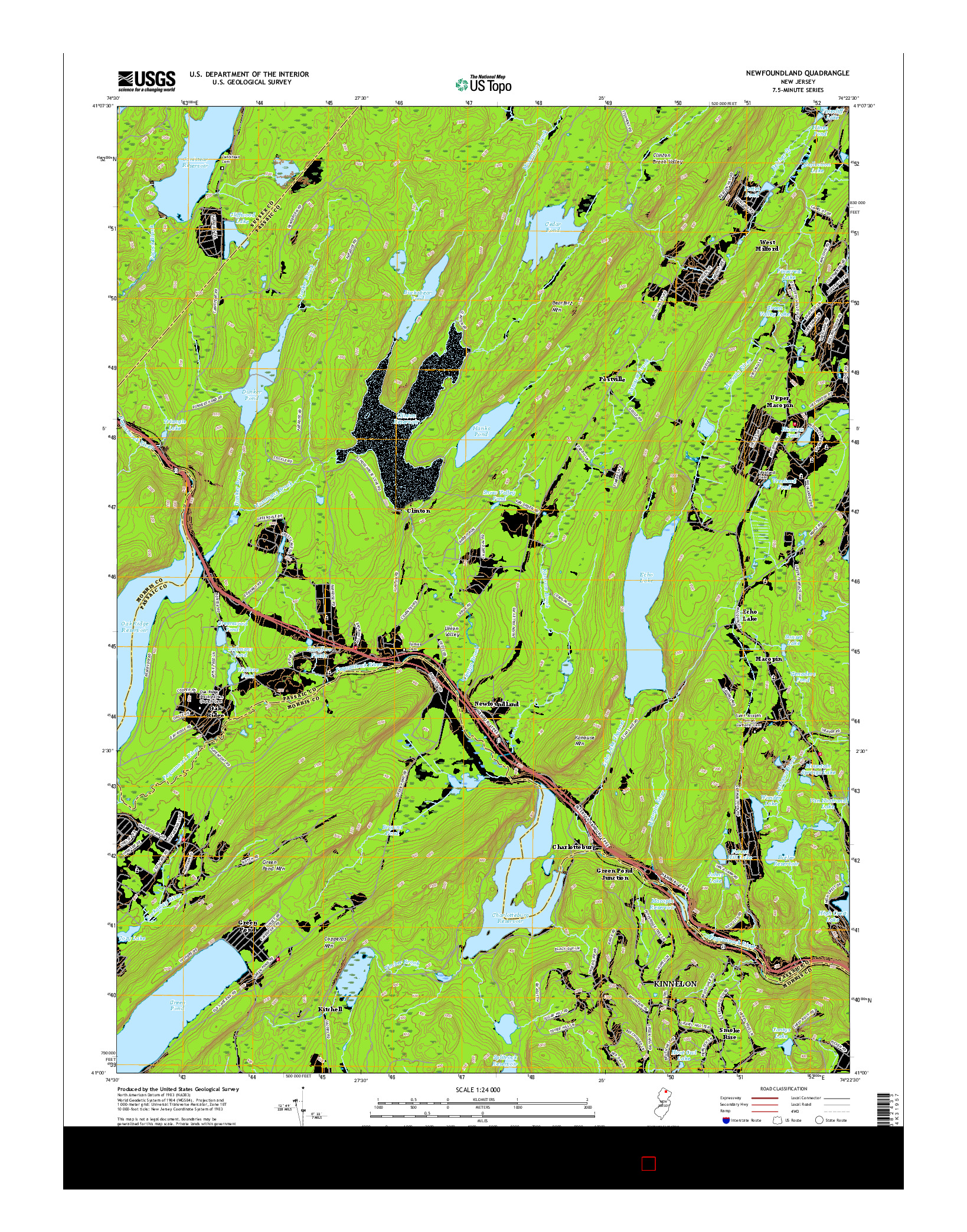 USGS US TOPO 7.5-MINUTE MAP FOR NEWFOUNDLAND, NJ 2016