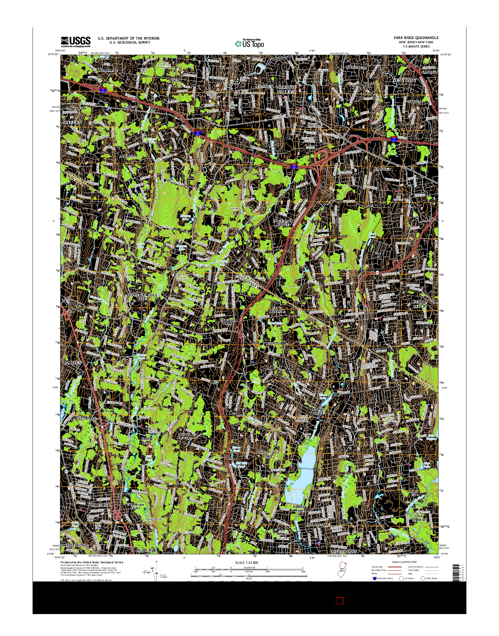 USGS US TOPO 7.5-MINUTE MAP FOR PARK RIDGE, NJ-NY 2016