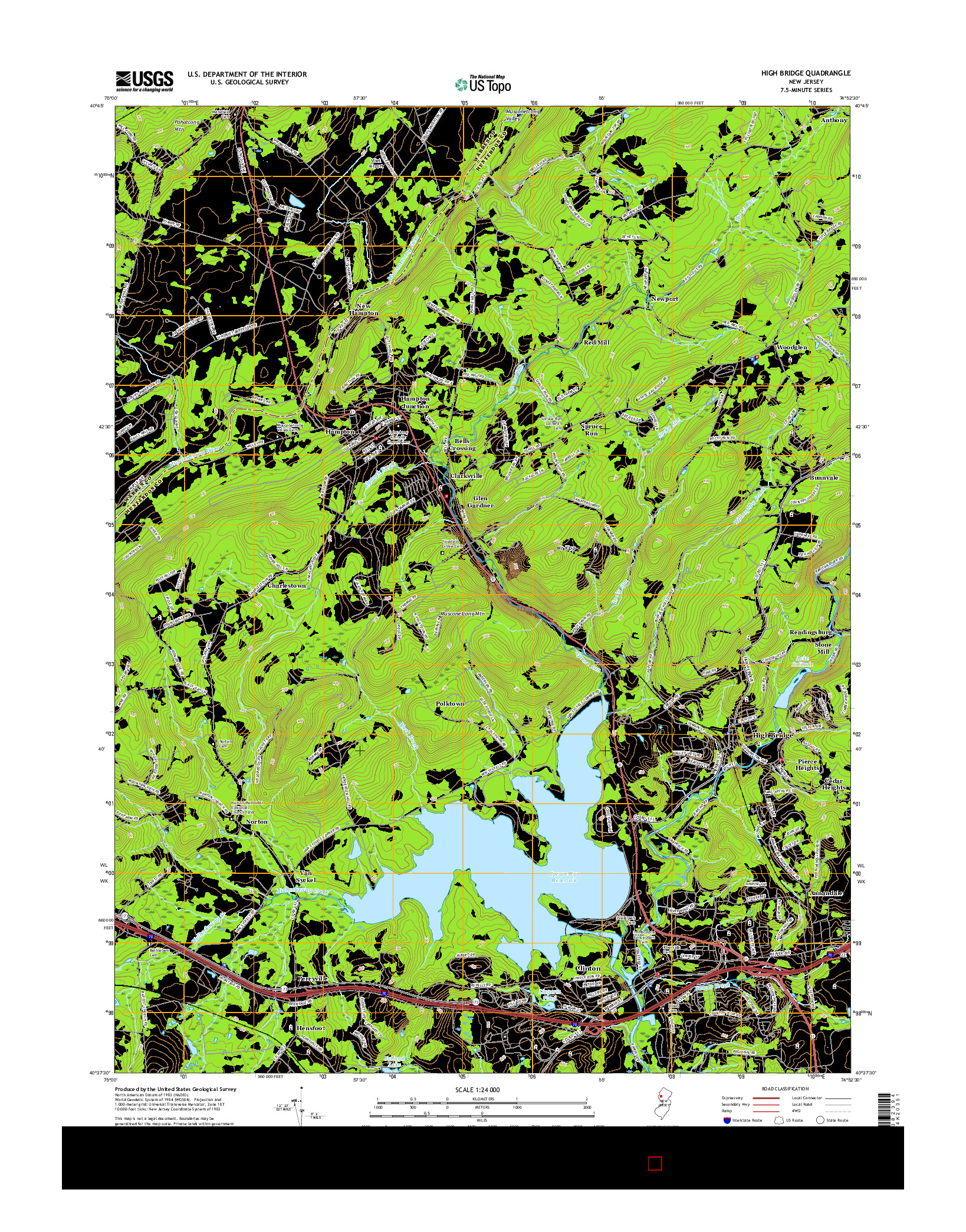 USGS US TOPO 7.5-MINUTE MAP FOR HIGH BRIDGE, NJ 2016