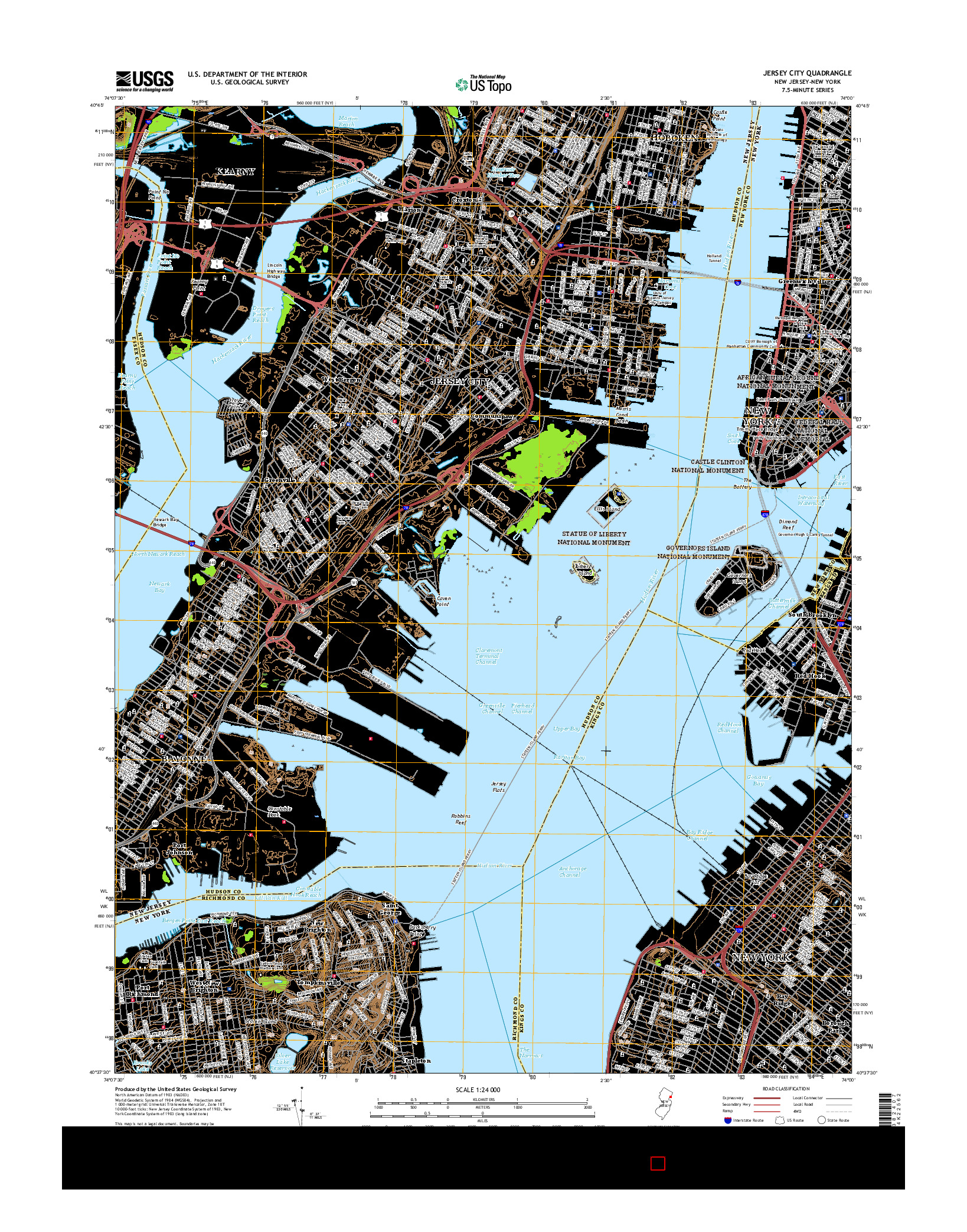USGS US TOPO 7.5-MINUTE MAP FOR JERSEY CITY, NJ-NY 2016
