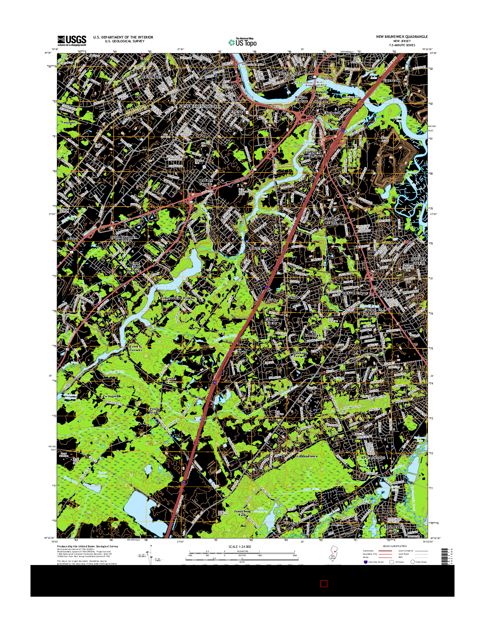 USGS US TOPO 7.5-MINUTE MAP FOR NEW BRUNSWICK, NJ 2016