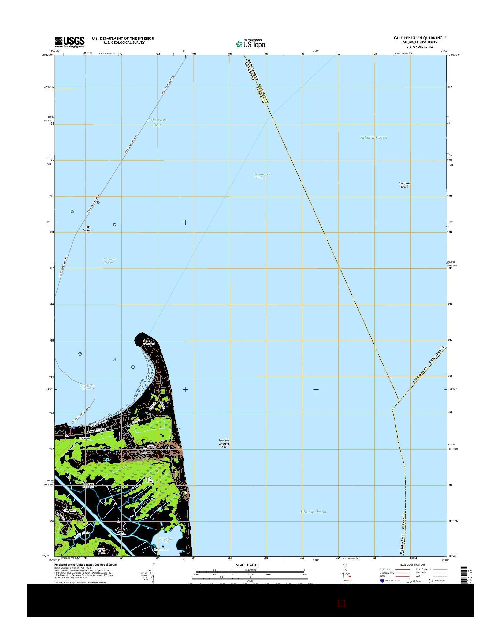 USGS US TOPO 7.5-MINUTE MAP FOR CAPE HENLOPEN, DE-NJ 2016