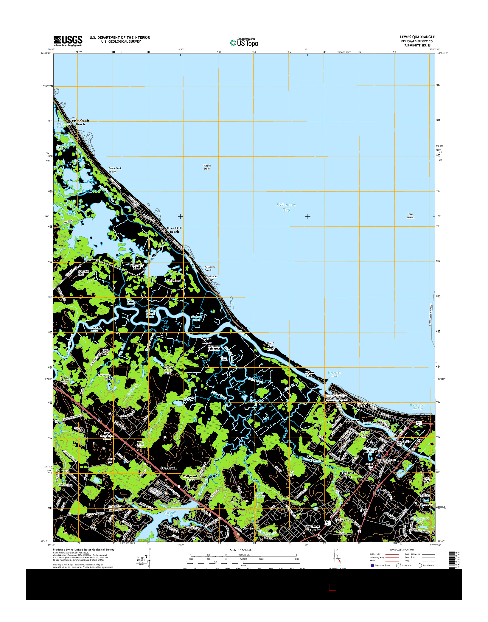 USGS US TOPO 7.5-MINUTE MAP FOR LEWES, DE 2016