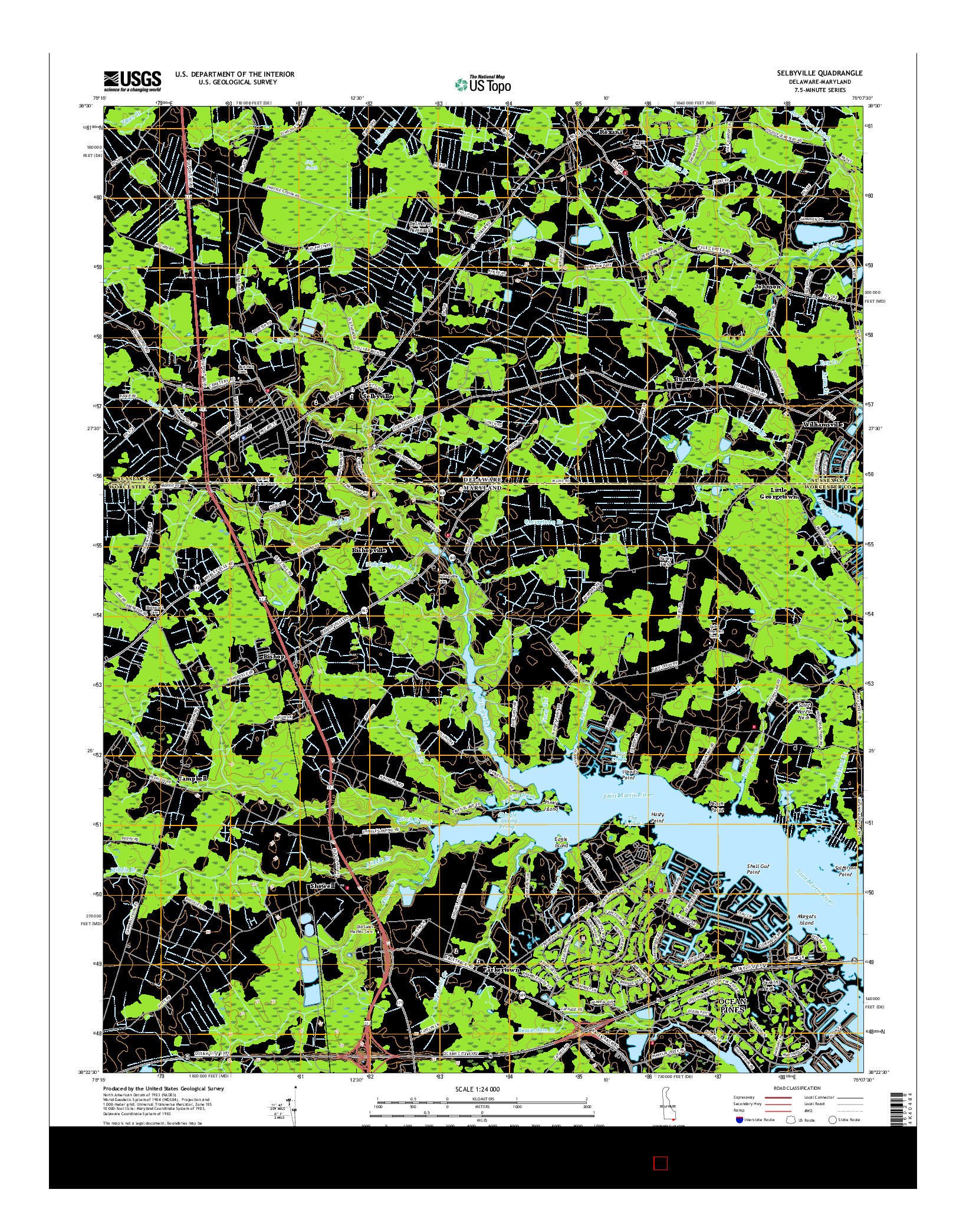 USGS US TOPO 7.5-MINUTE MAP FOR SELBYVILLE, DE-MD 2016