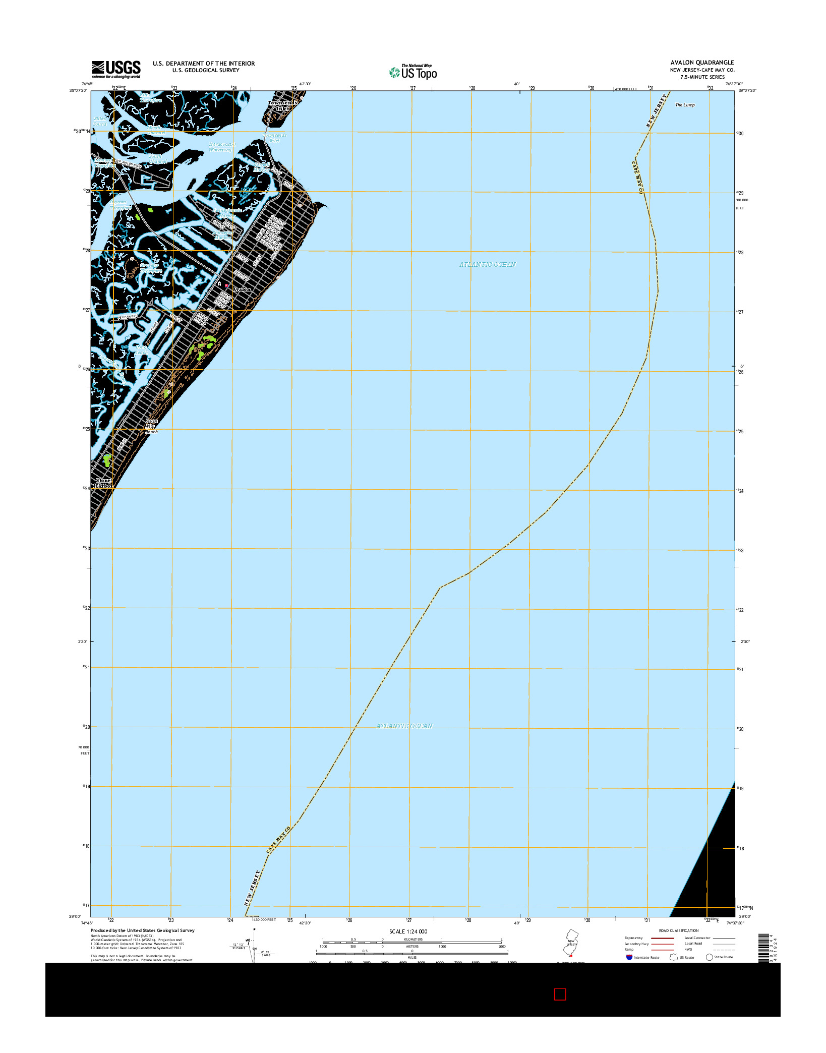 USGS US TOPO 7.5-MINUTE MAP FOR AVALON, NJ 2016