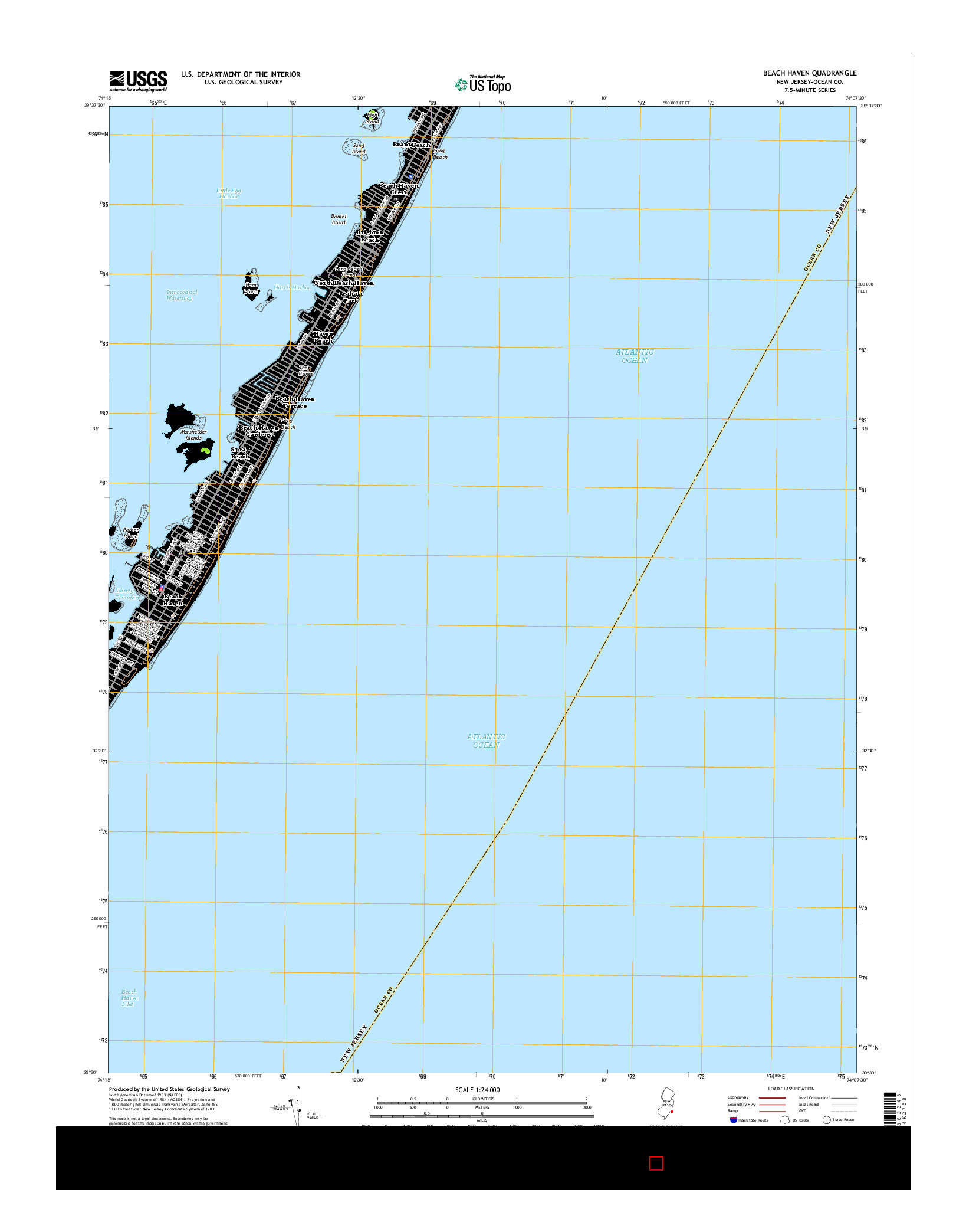 USGS US TOPO 7.5-MINUTE MAP FOR BEACH HAVEN, NJ 2016