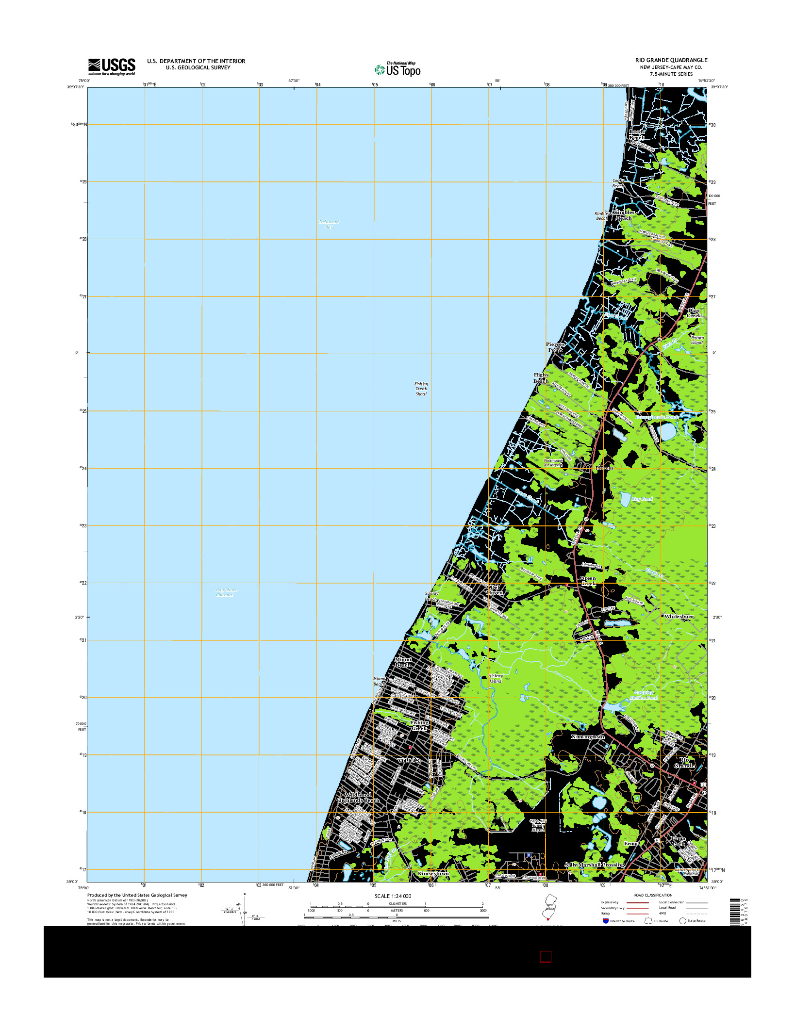 USGS US TOPO 7.5-MINUTE MAP FOR RIO GRANDE, NJ 2016
