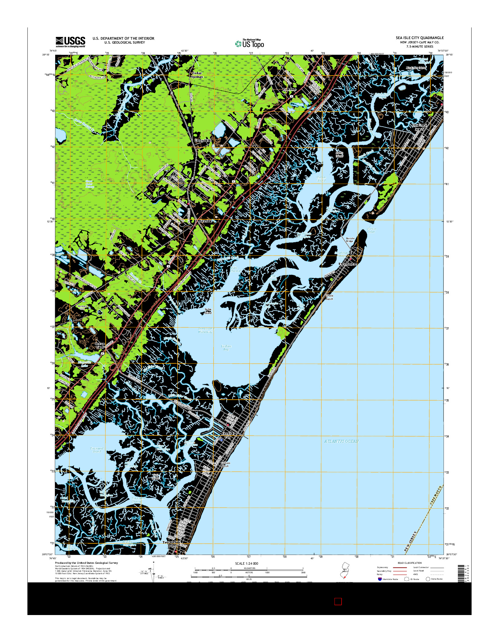 USGS US TOPO 7.5-MINUTE MAP FOR SEA ISLE CITY, NJ 2016