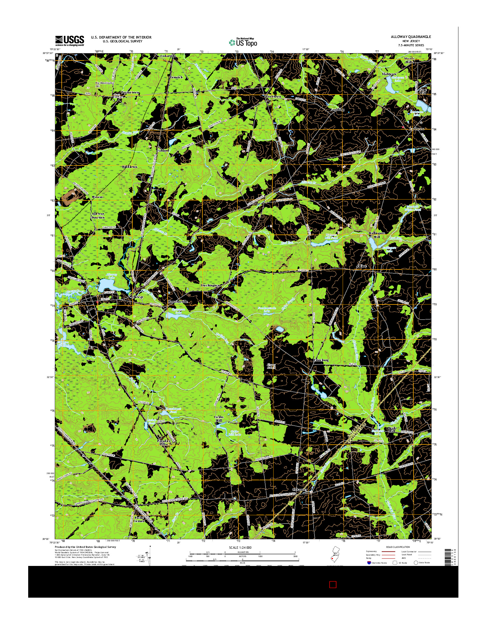 USGS US TOPO 7.5-MINUTE MAP FOR ALLOWAY, NJ 2016