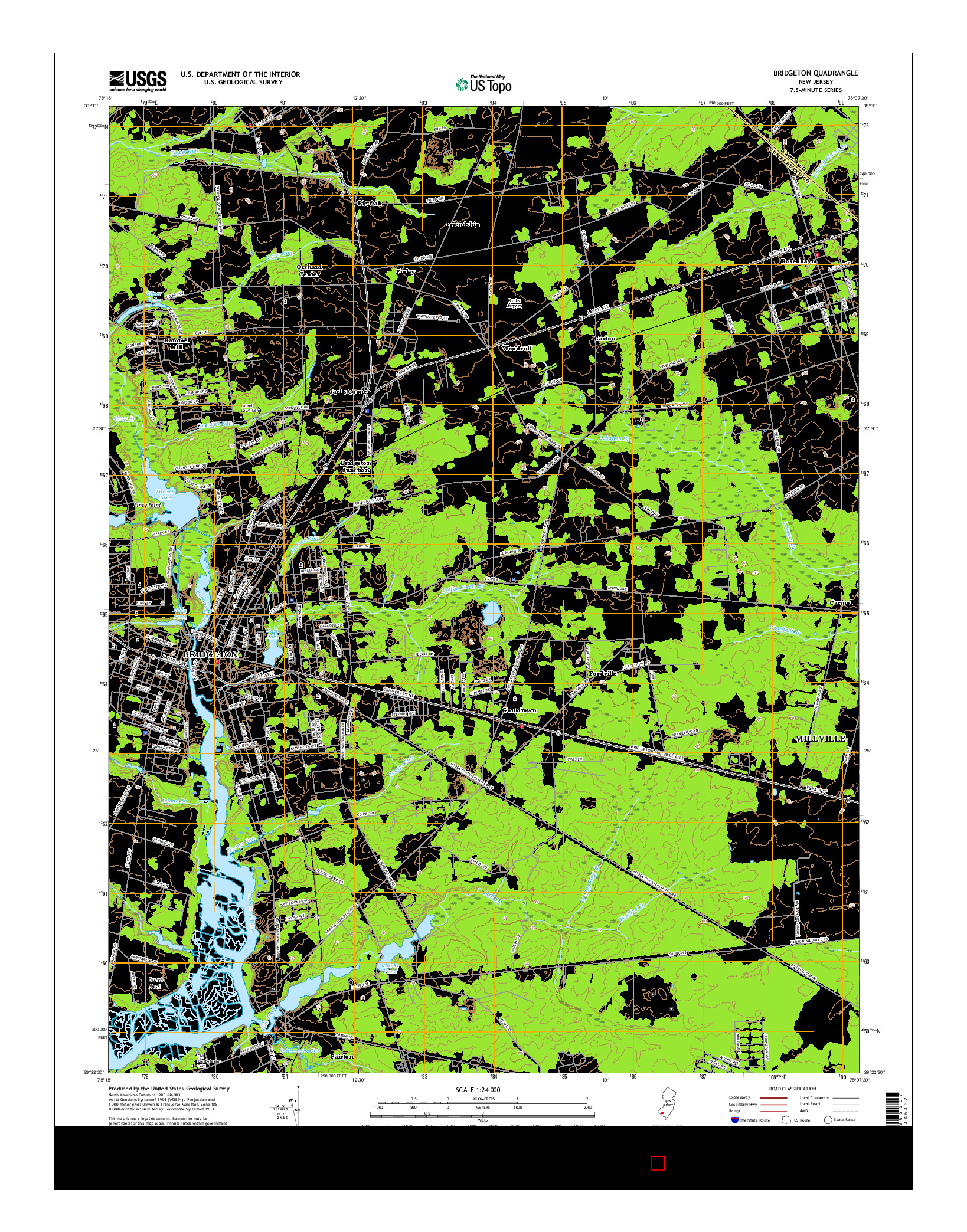 USGS US TOPO 7.5-MINUTE MAP FOR BRIDGETON, NJ 2016
