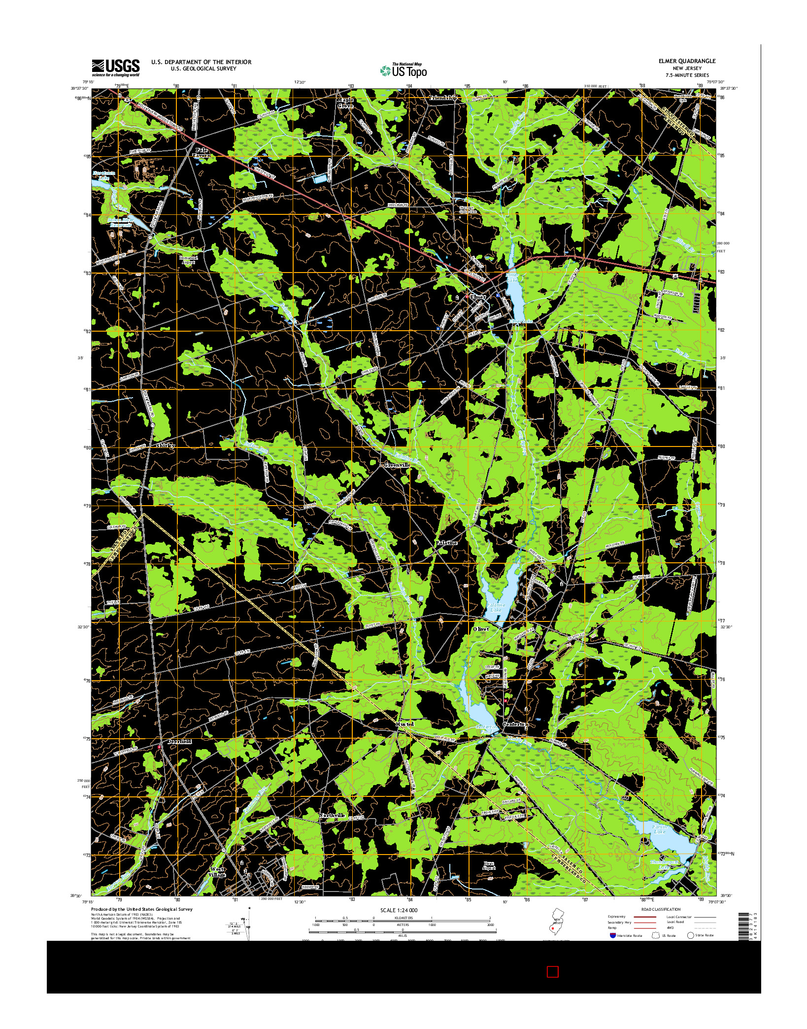USGS US TOPO 7.5-MINUTE MAP FOR ELMER, NJ 2016
