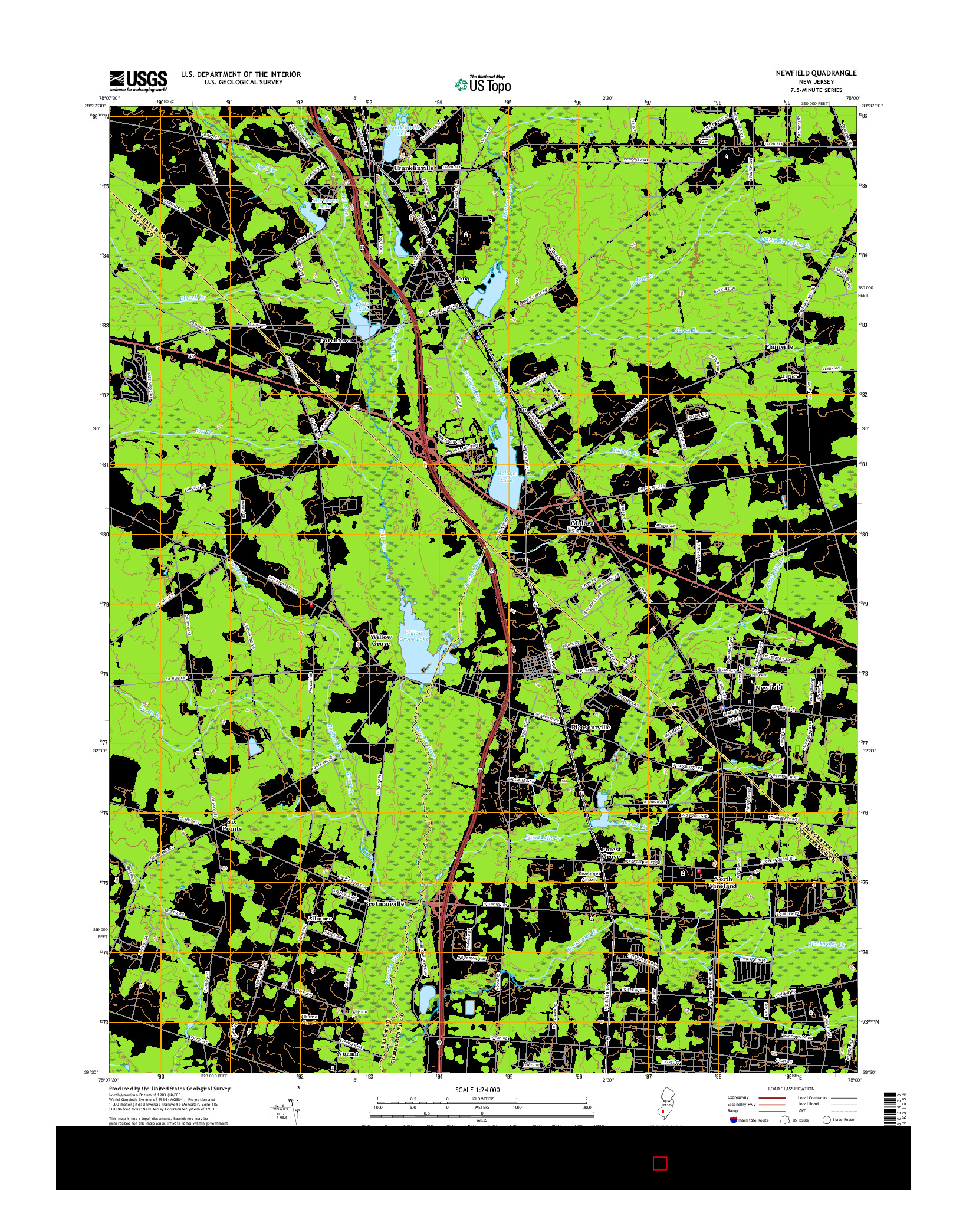 USGS US TOPO 7.5-MINUTE MAP FOR NEWFIELD, NJ 2016