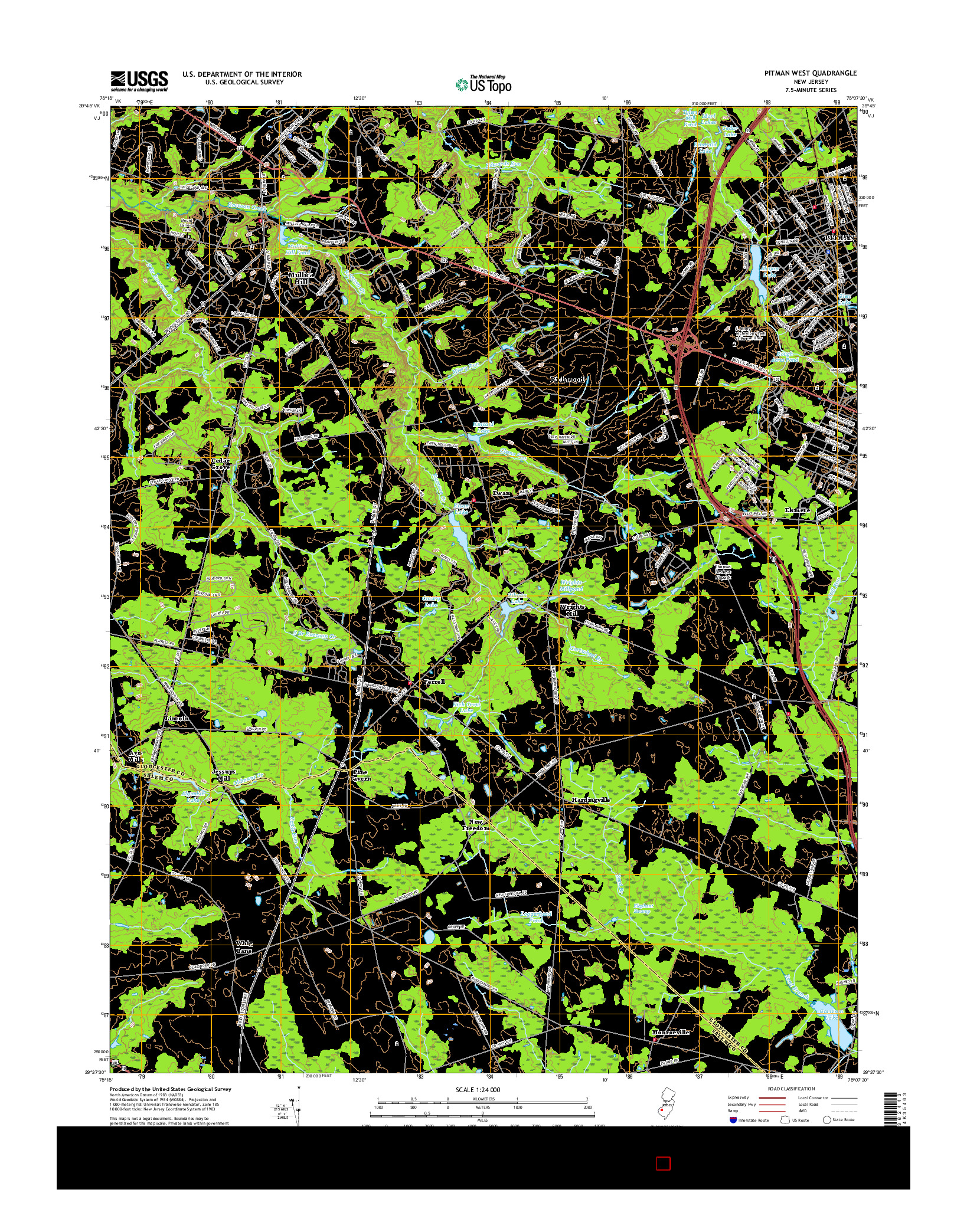 USGS US TOPO 7.5-MINUTE MAP FOR PITMAN WEST, NJ 2016