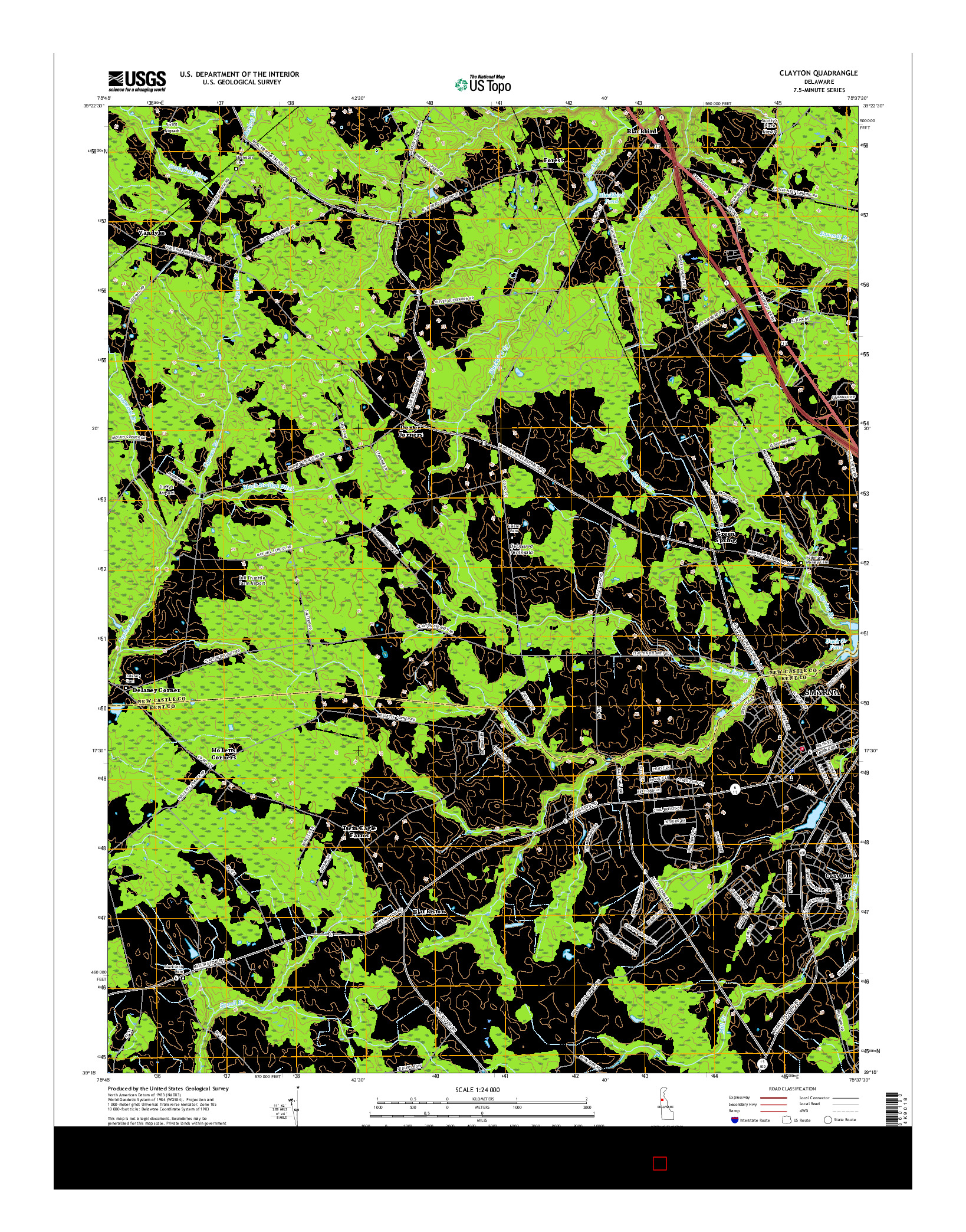 USGS US TOPO 7.5-MINUTE MAP FOR CLAYTON, DE 2016