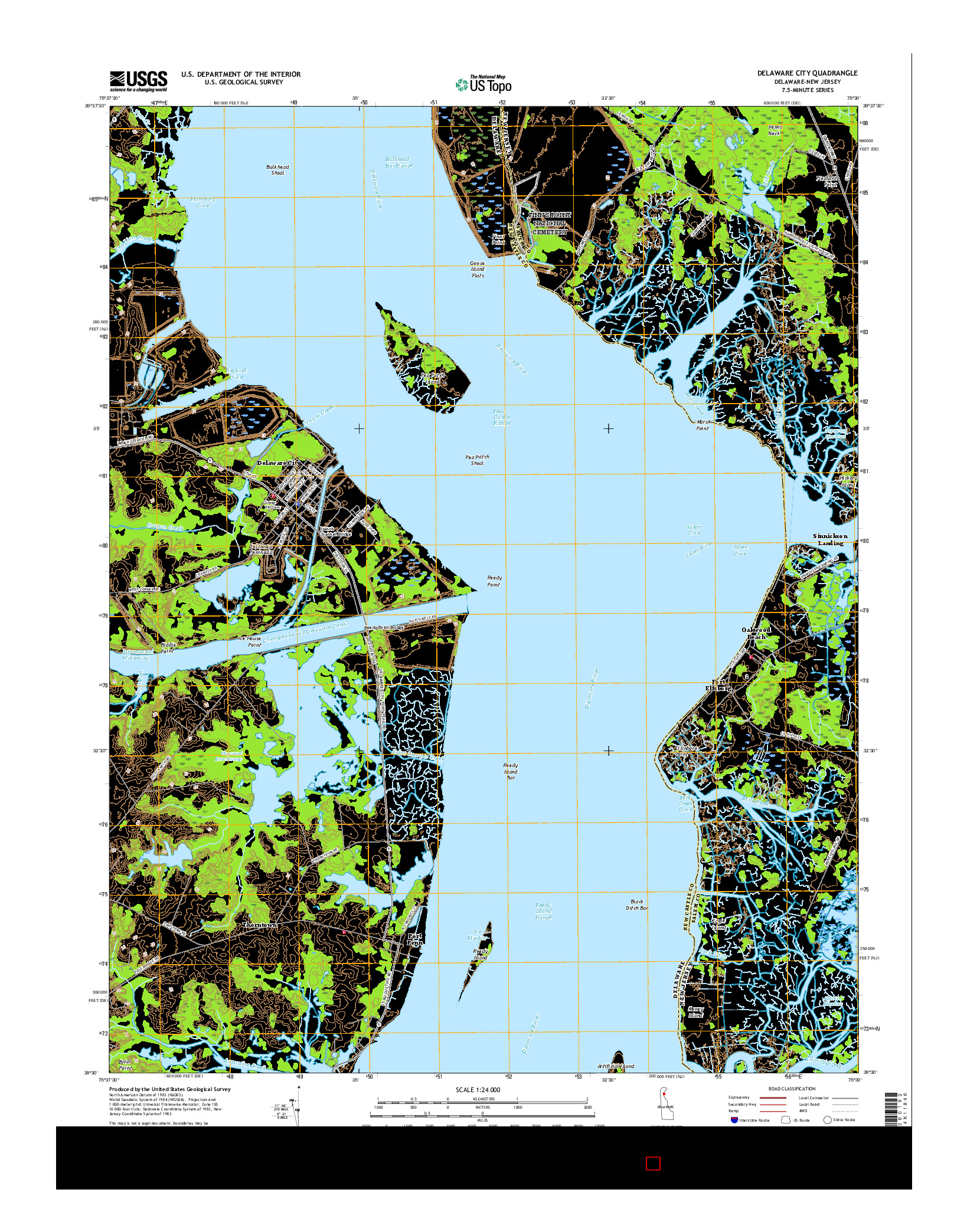 USGS US TOPO 7.5-MINUTE MAP FOR DELAWARE CITY, DE-NJ 2016