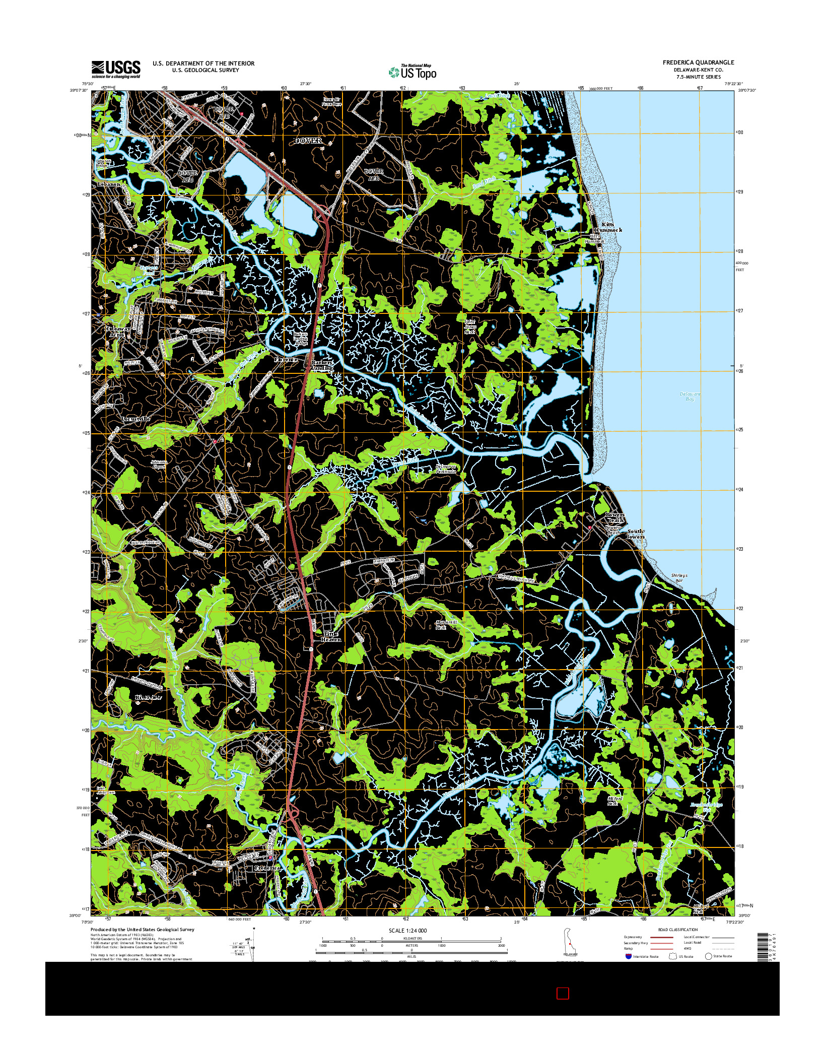 USGS US TOPO 7.5-MINUTE MAP FOR FREDERICA, DE 2016