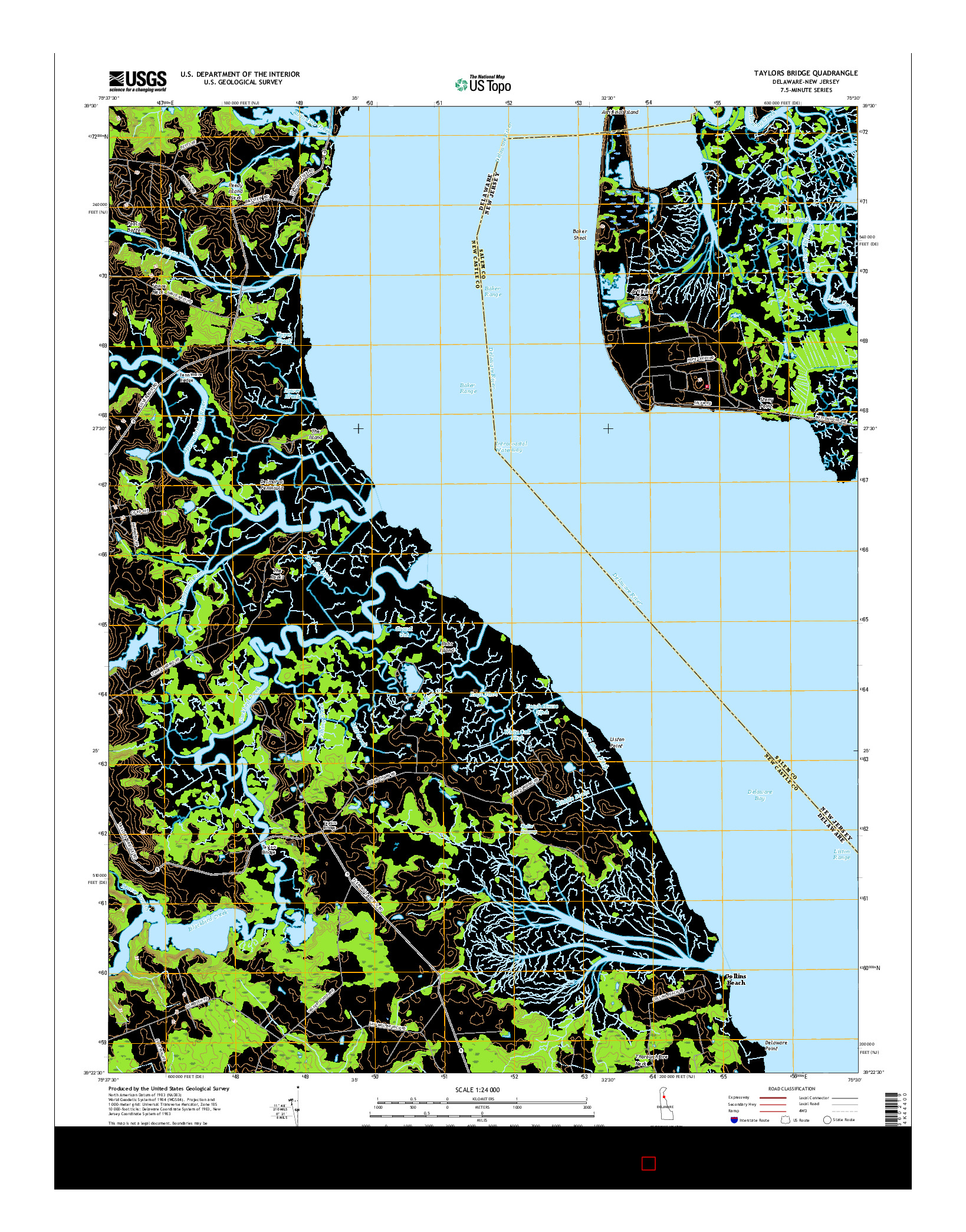 USGS US TOPO 7.5-MINUTE MAP FOR TAYLORS BRIDGE, DE-NJ 2016