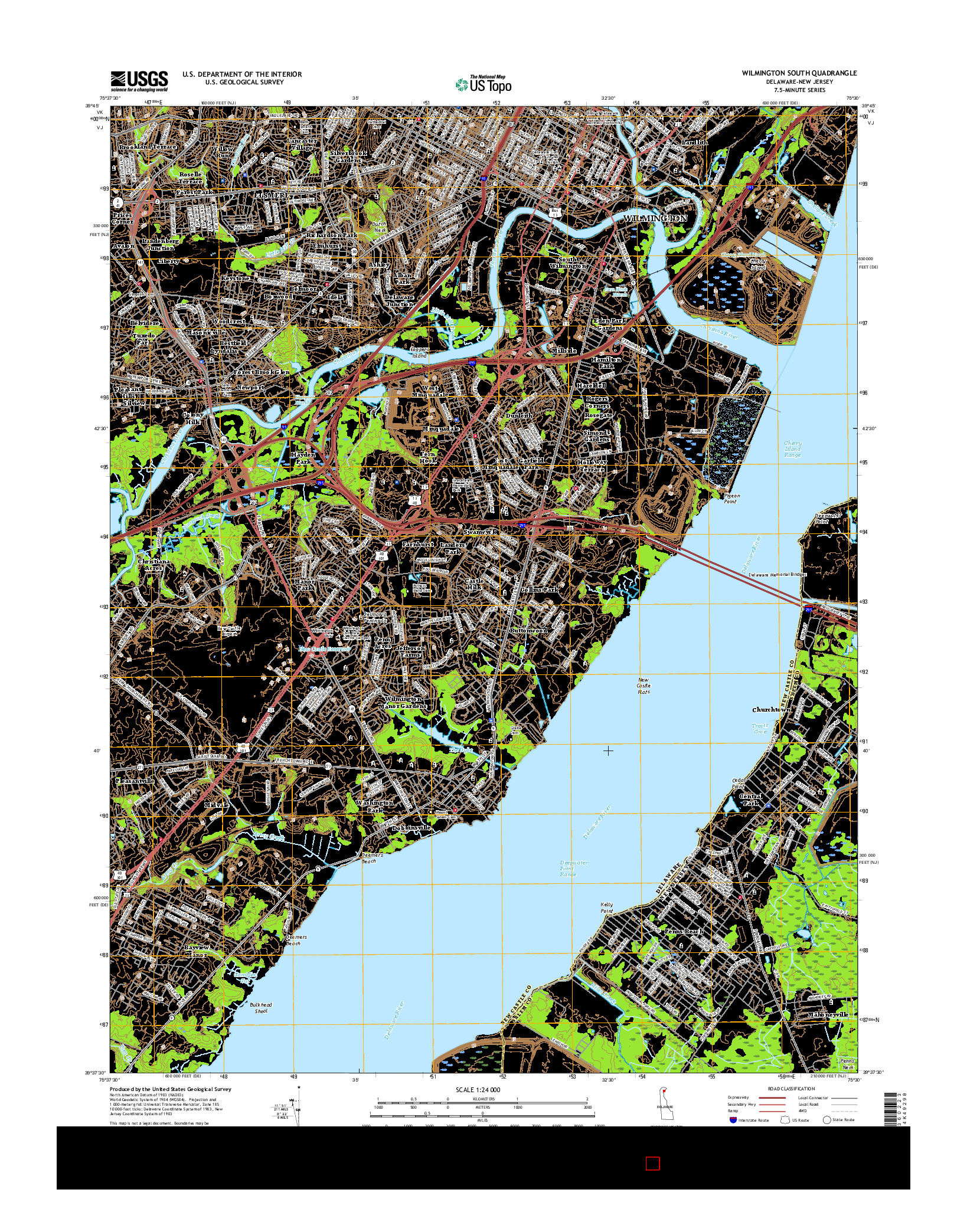 USGS US TOPO 7.5-MINUTE MAP FOR WILMINGTON SOUTH, DE-NJ 2016