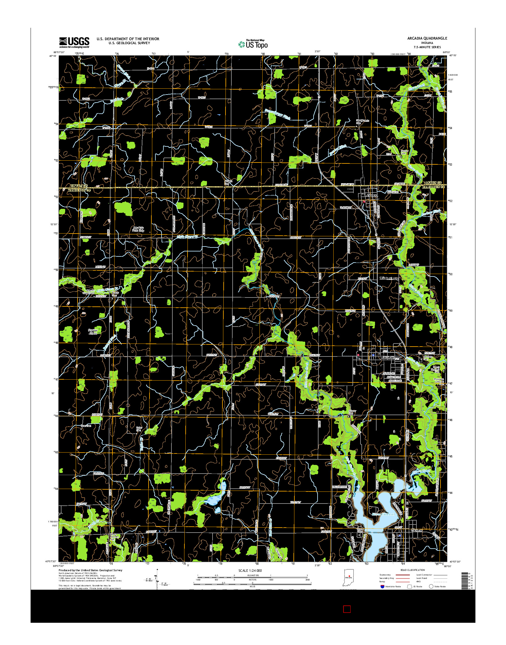 USGS US TOPO 7.5-MINUTE MAP FOR ARCADIA, IN 2016