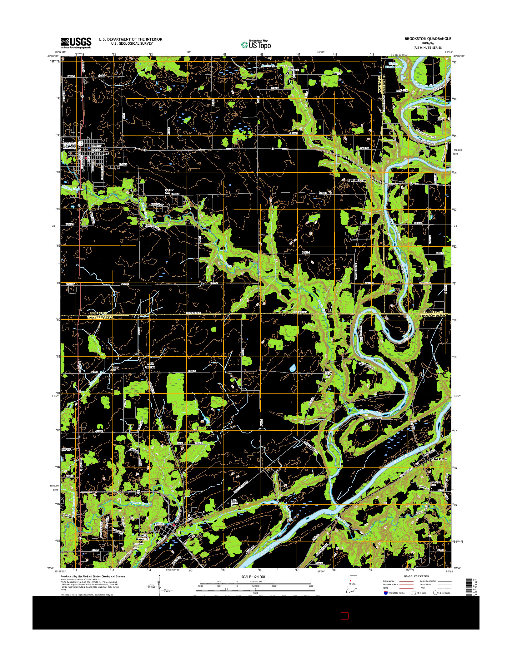 USGS US TOPO 7.5-MINUTE MAP FOR BROOKSTON, IN 2016