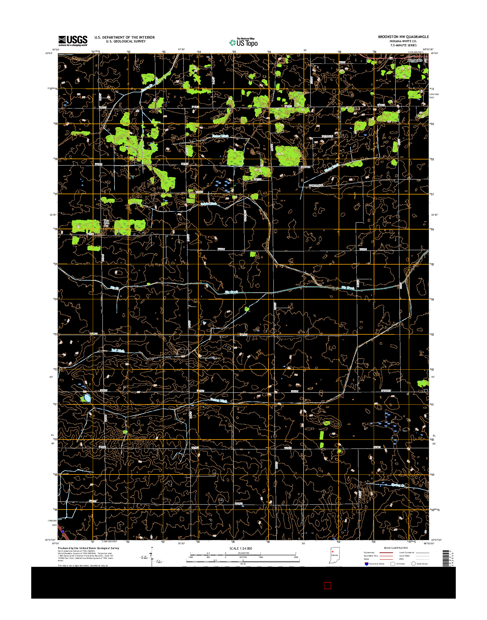 USGS US TOPO 7.5-MINUTE MAP FOR BROOKSTON NW, IN 2016