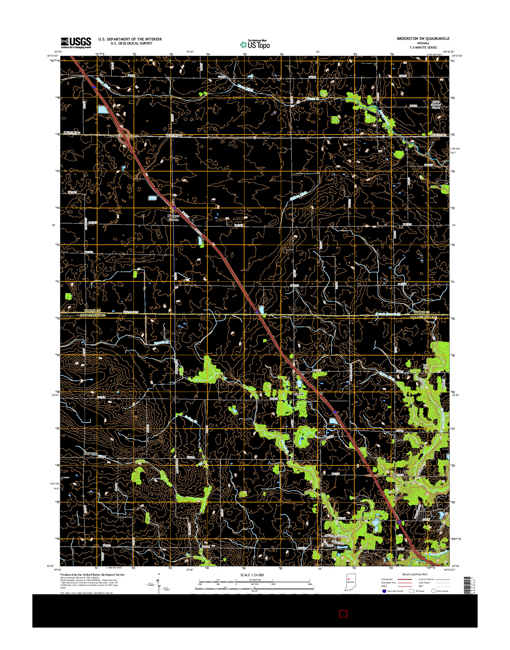 USGS US TOPO 7.5-MINUTE MAP FOR BROOKSTON SW, IN 2016