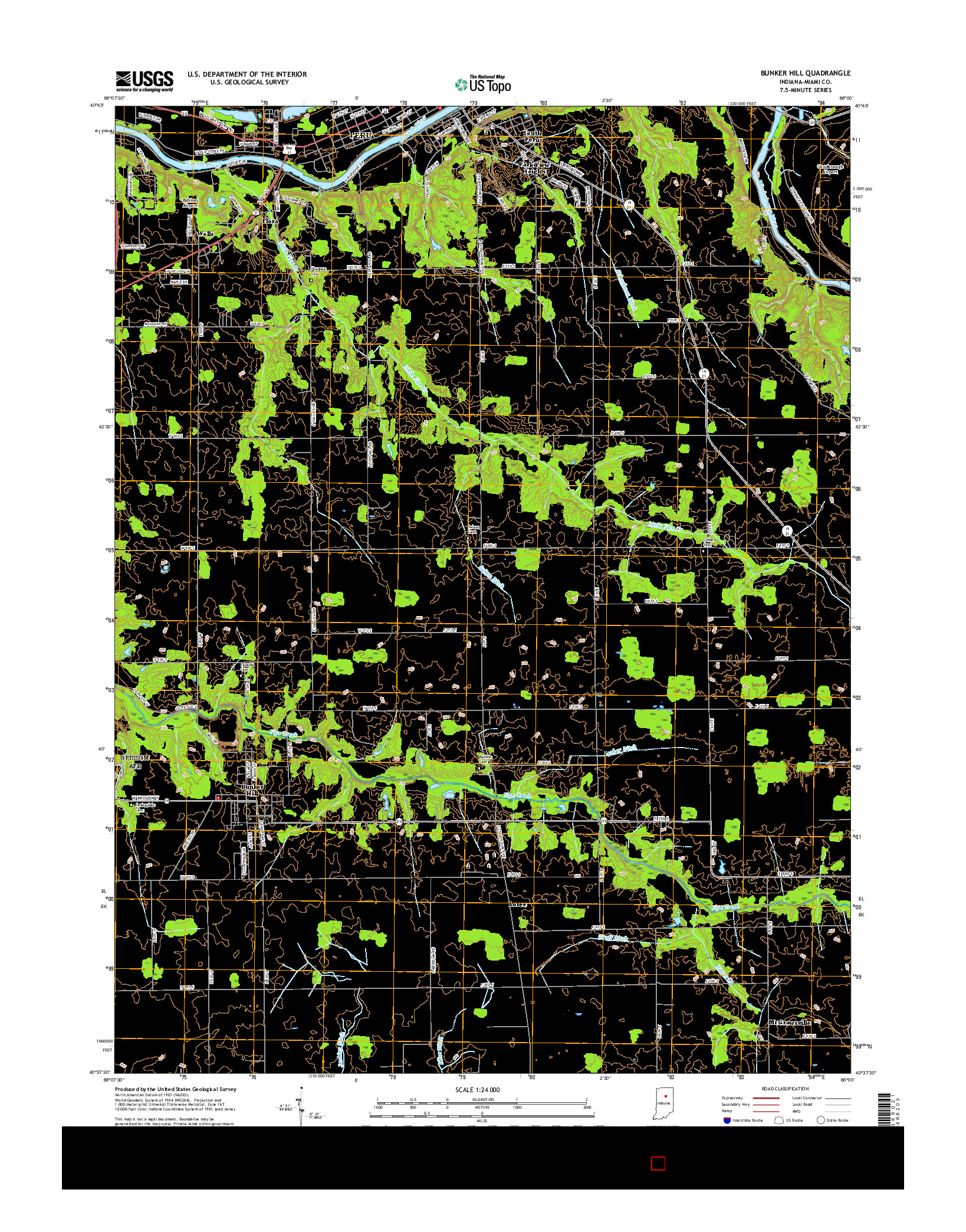 USGS US TOPO 7.5-MINUTE MAP FOR BUNKER HILL, IN 2016