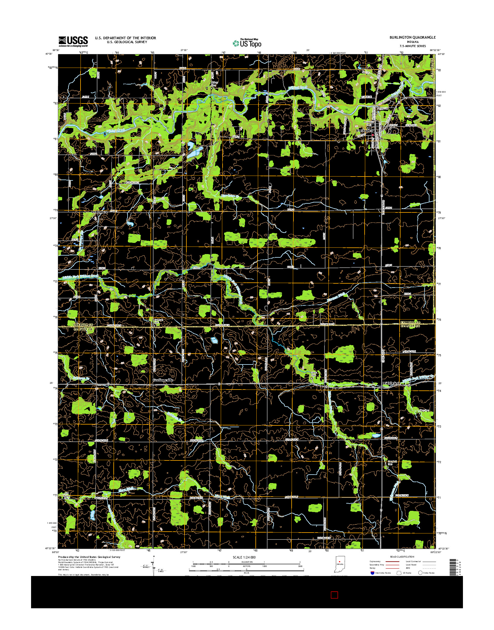 USGS US TOPO 7.5-MINUTE MAP FOR BURLINGTON, IN 2016