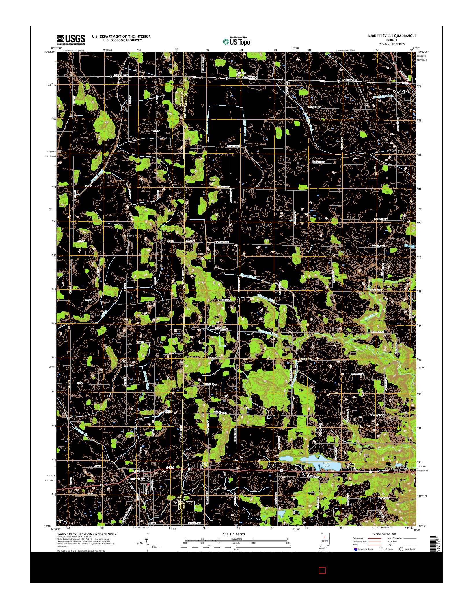 USGS US TOPO 7.5-MINUTE MAP FOR BURNETTSVILLE, IN 2016