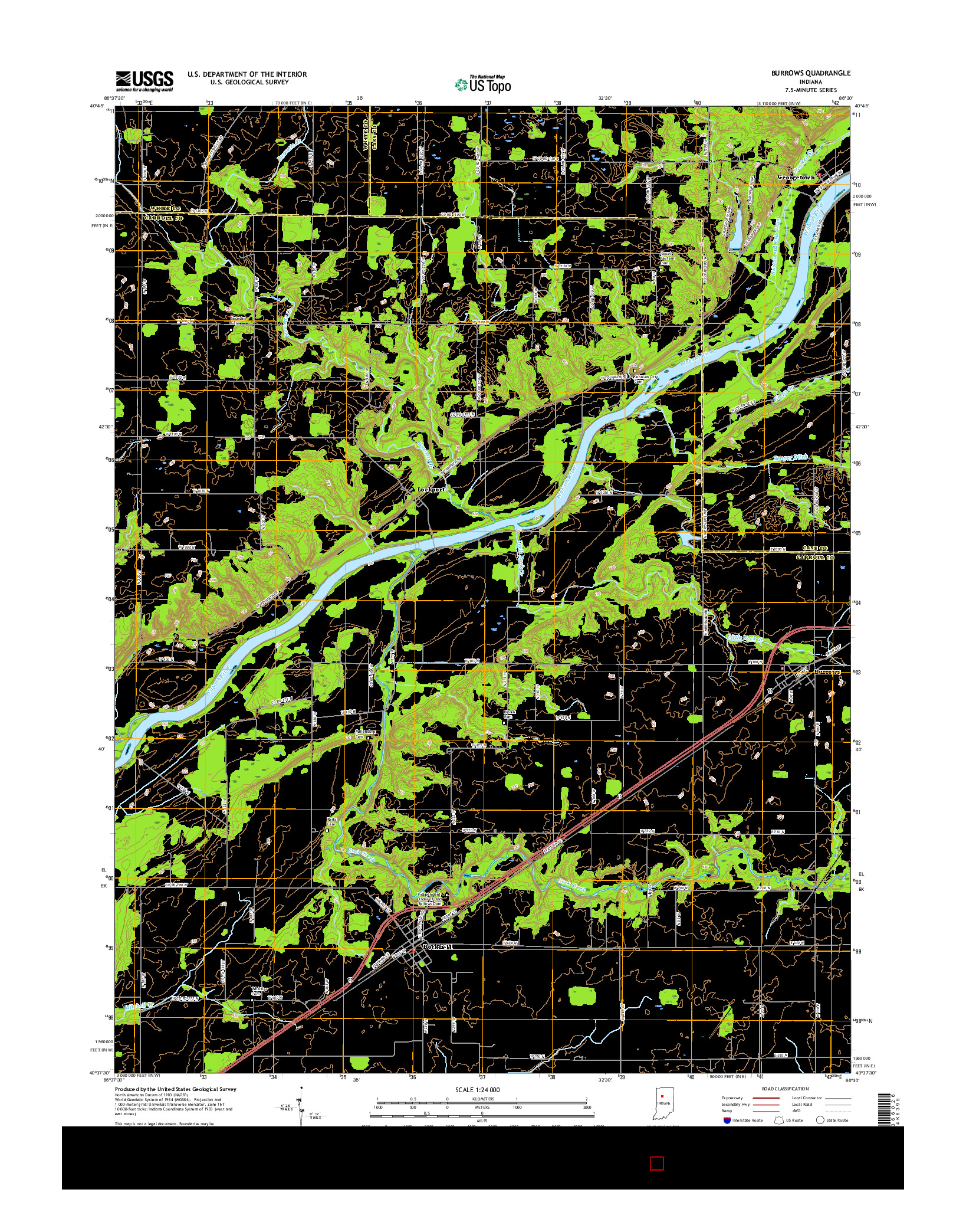 USGS US TOPO 7.5-MINUTE MAP FOR BURROWS, IN 2016