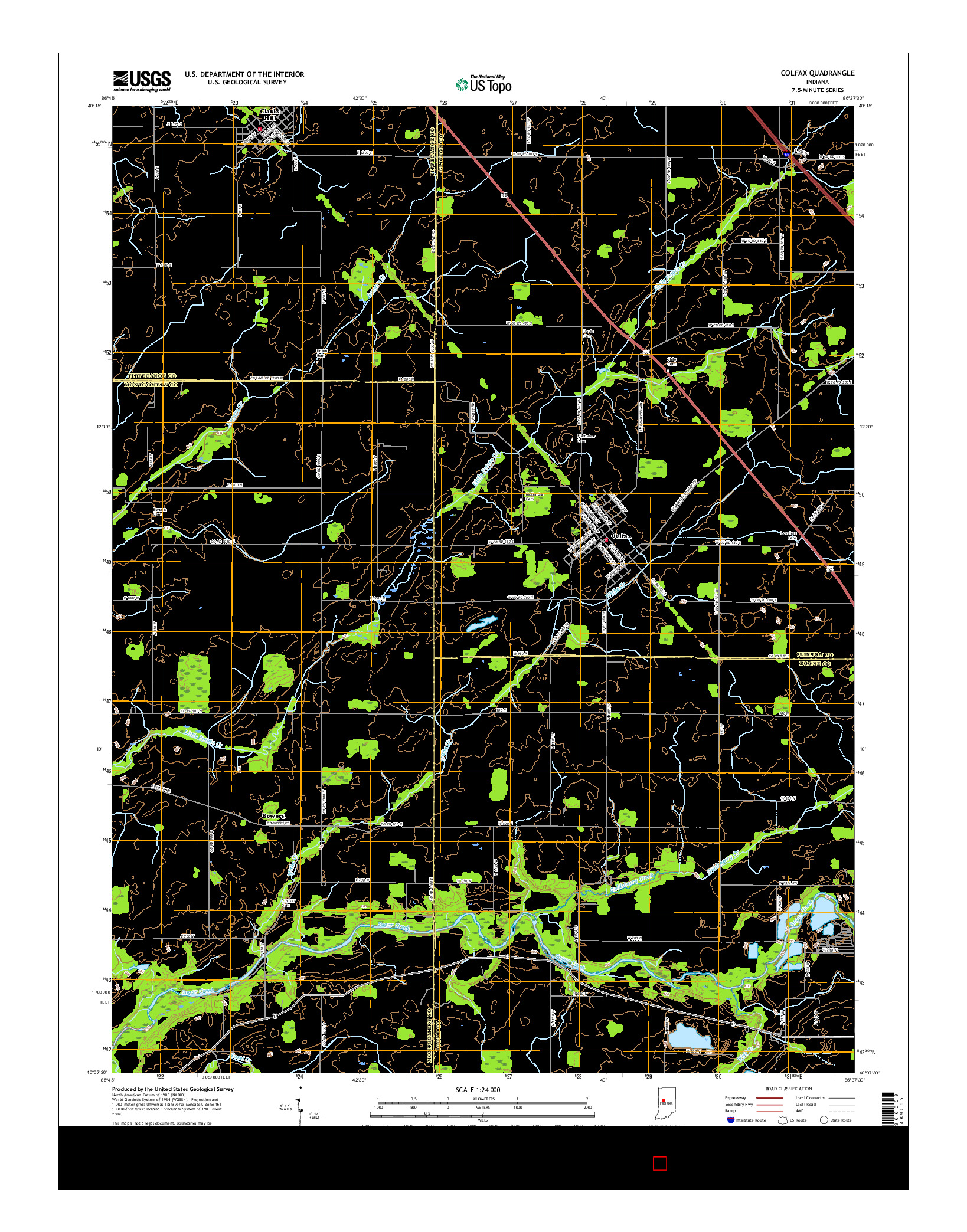 USGS US TOPO 7.5-MINUTE MAP FOR COLFAX, IN 2016