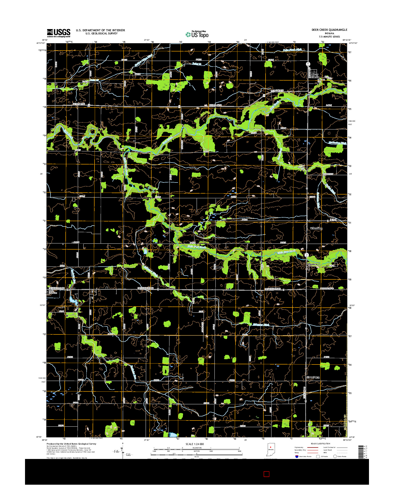 USGS US TOPO 7.5-MINUTE MAP FOR DEER CREEK, IN 2016