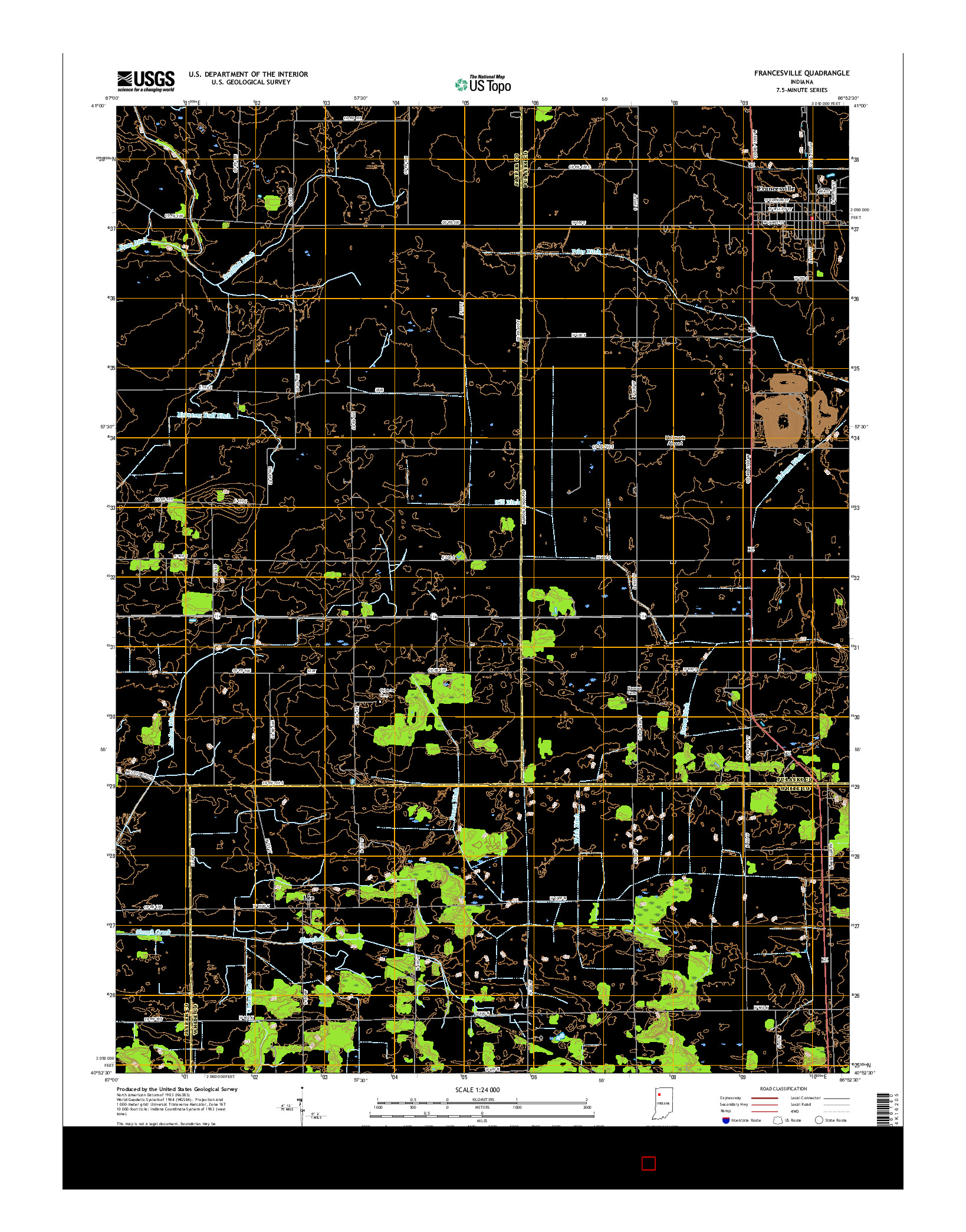 USGS US TOPO 7.5-MINUTE MAP FOR FRANCESVILLE, IN 2016