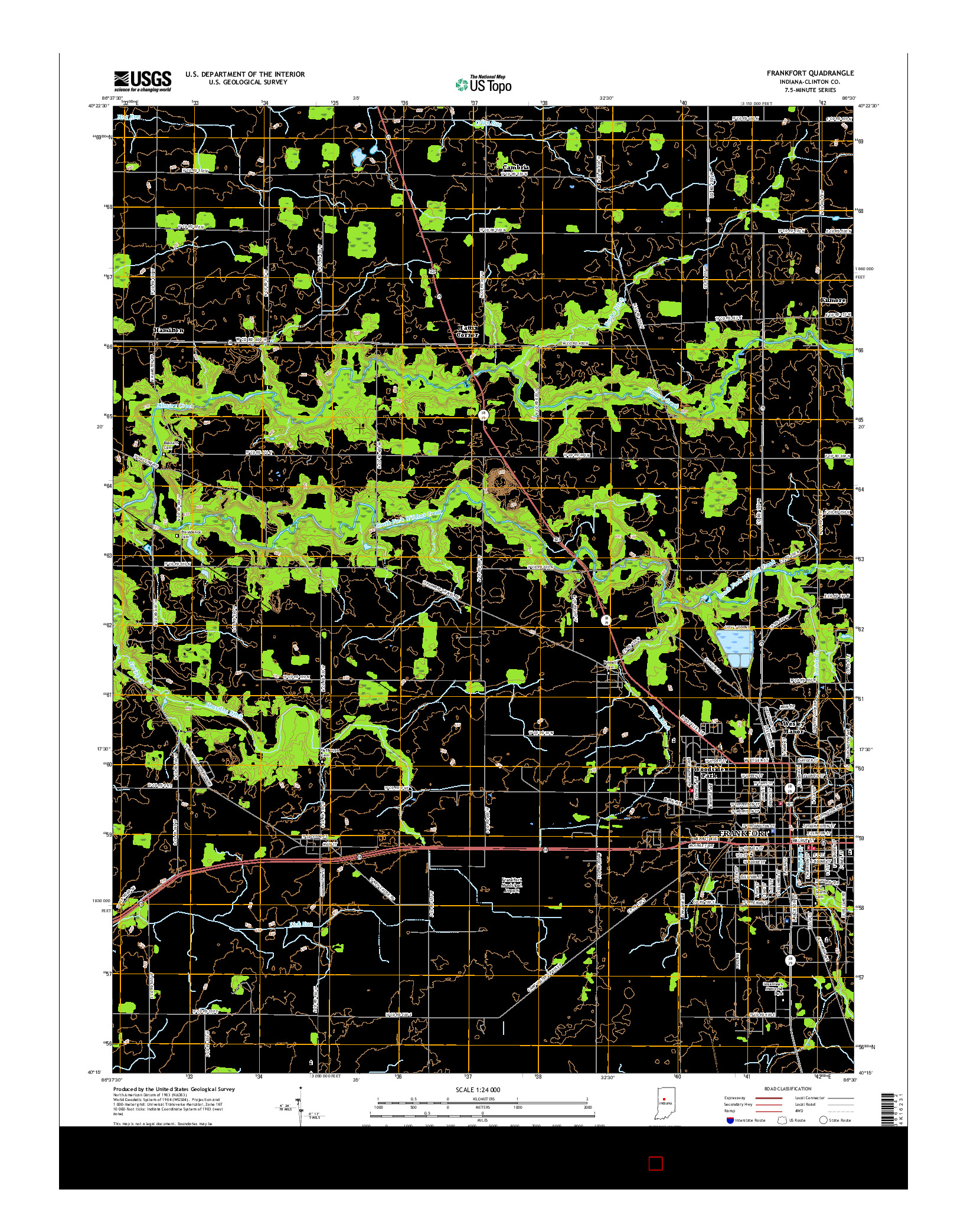 USGS US TOPO 7.5-MINUTE MAP FOR FRANKFORT, IN 2016