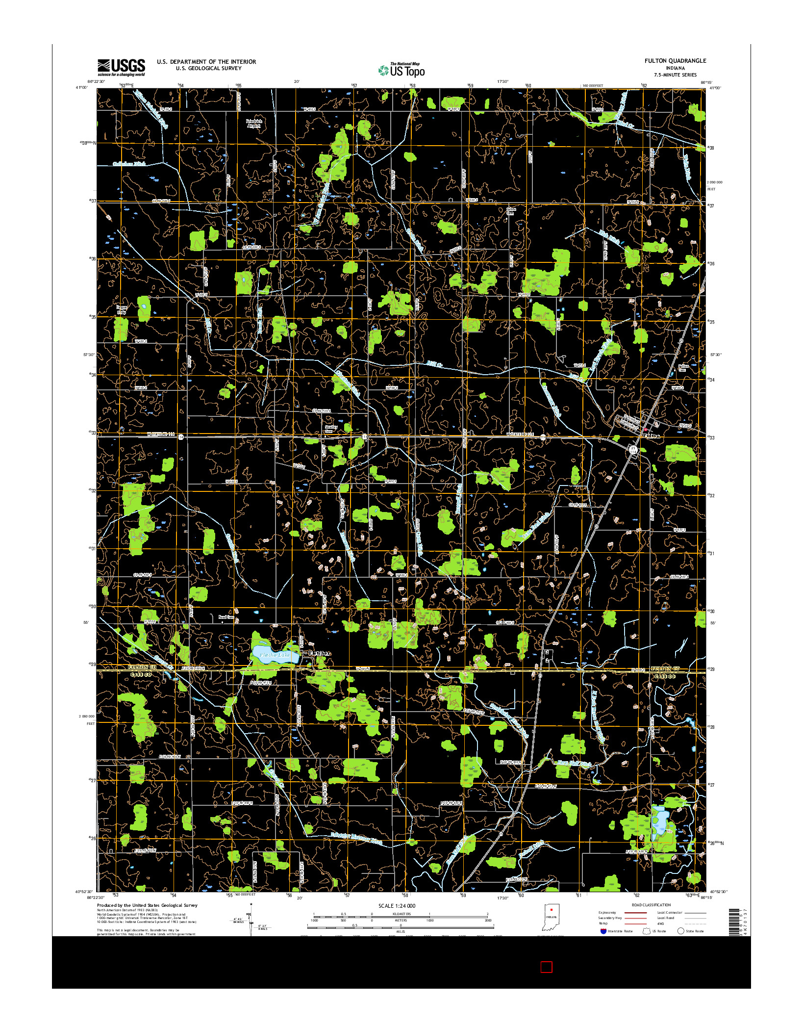 USGS US TOPO 7.5-MINUTE MAP FOR FULTON, IN 2016